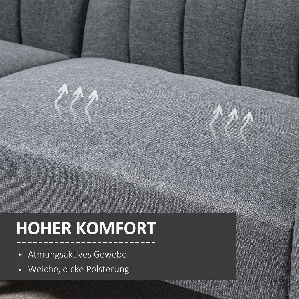 Homcom Schlafsofa 2 Sitze Wohnzimmer mit Rückenlehne in 3 Positionen Grau verstellbar