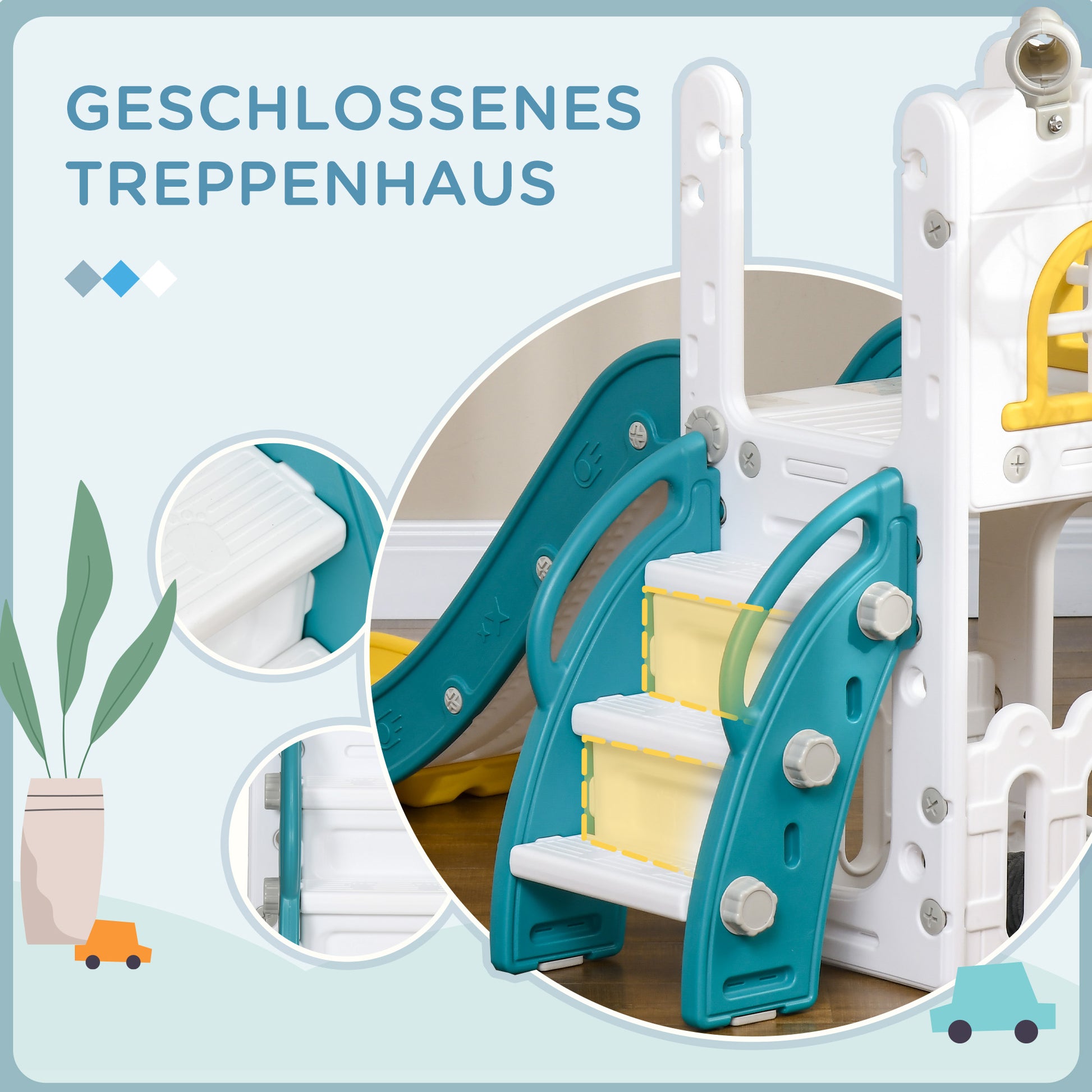 Kinderrutsche, 4 in 1, Kleinkinderrutsche mit Basketballkorb, Teleskop Klettergerüst 70 x 177 x 92 cm
