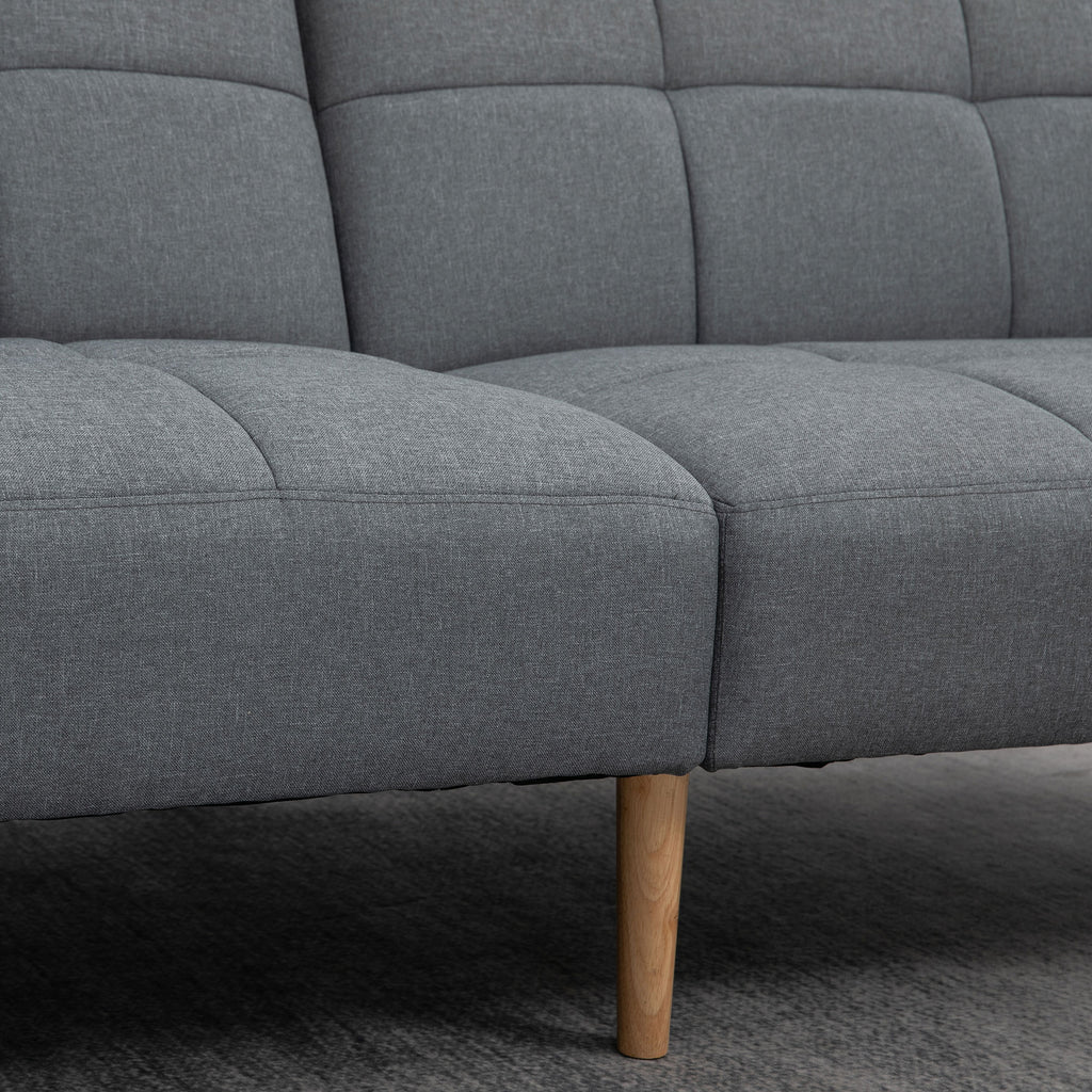2 in 1 Schlafsofa 205 x 88 cm mit Bettfunktion, Sitzkissen, Leinenoptik, Verstellbarer Rückenlehne, Grau