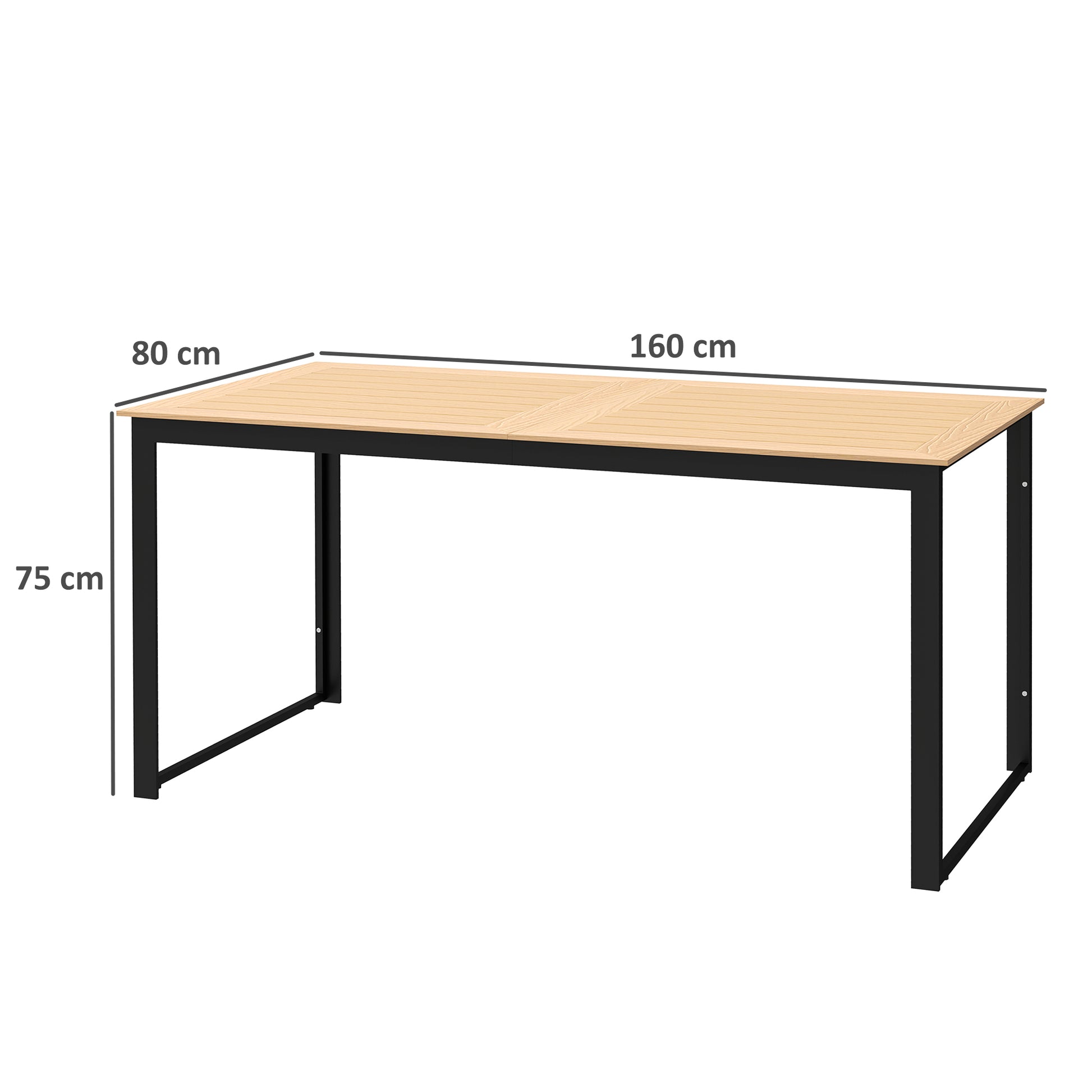 Gartentisch für 6 Personen 160 x 80 cm Wetterfest Balkontisch mit Lamellen-Tischplatte
