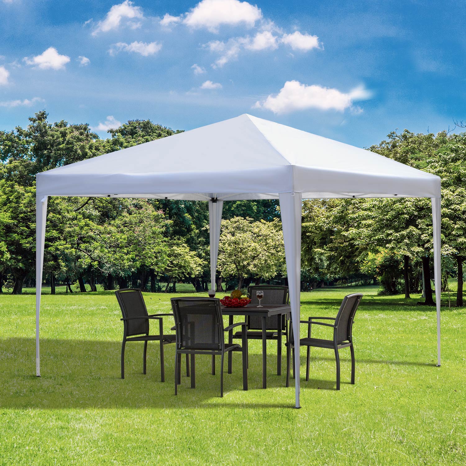 Pavillon, 2,95x2,95 m Pop-Up-Faltpavillon, Gartenpavillon, UV-Schutz, Stahl+Oxfordstoff