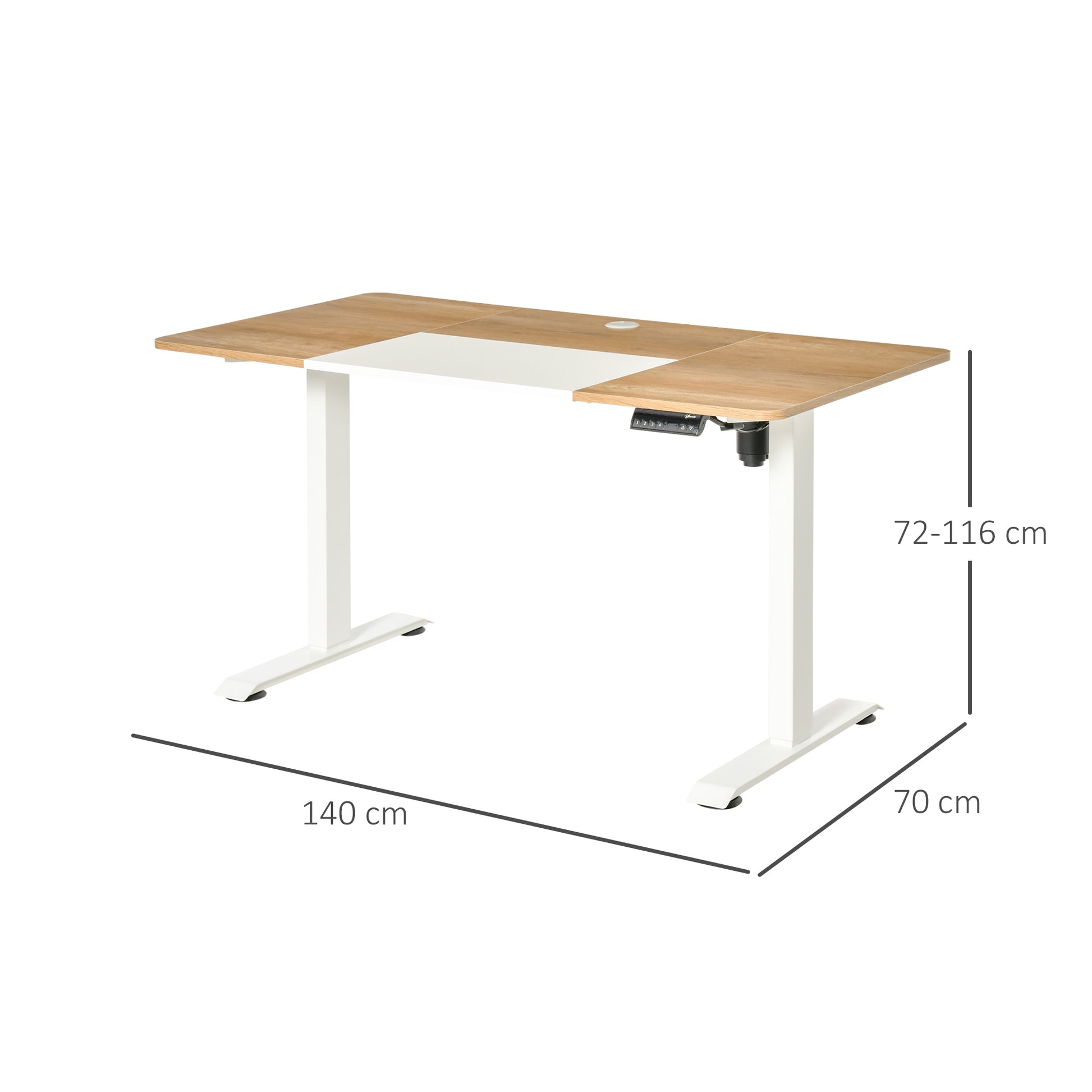 Höhenverstellbarer Schreibtisch Elektrisch 140 x 70 cm mit Memory-Steuerung, 4 tlg. Tischplatte