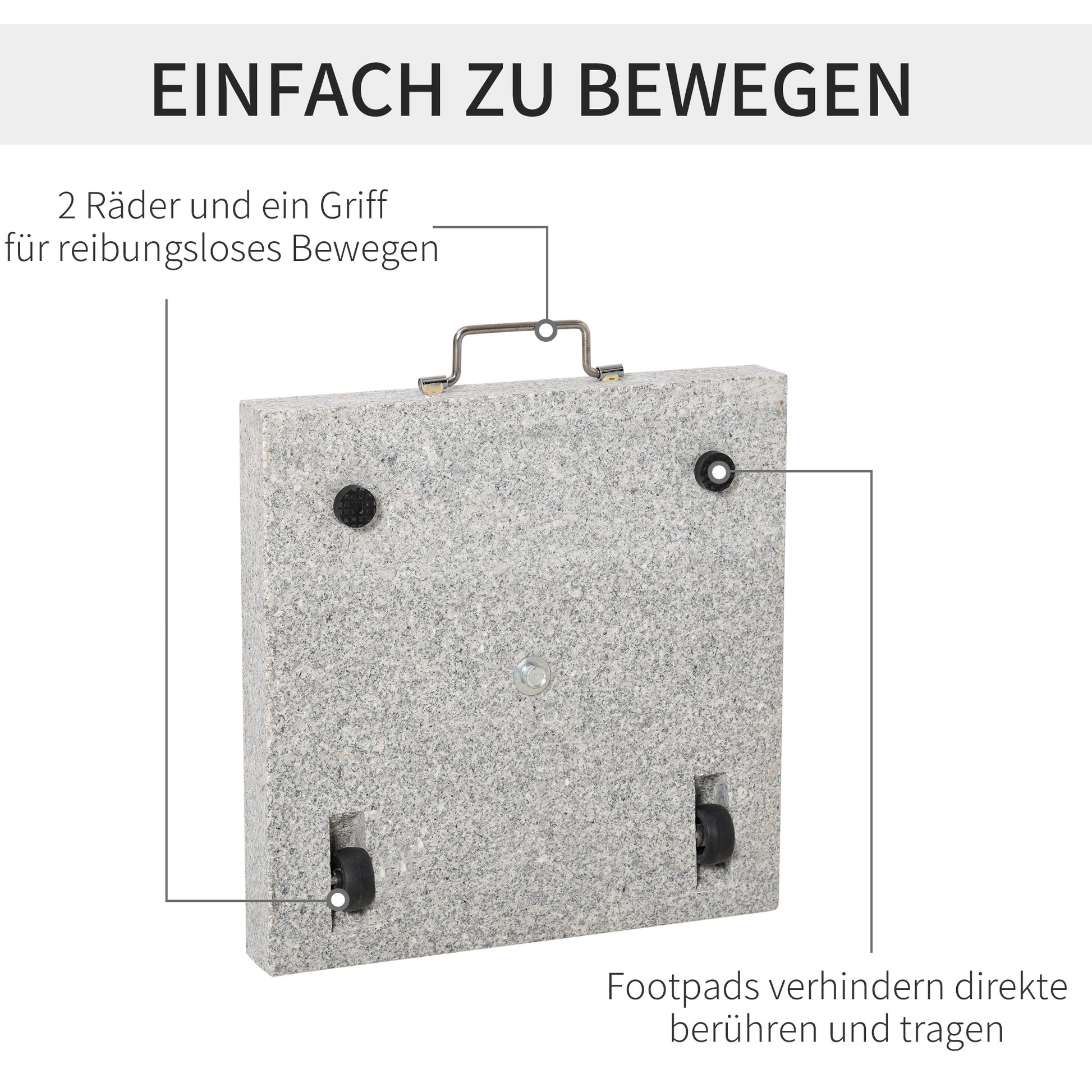 Sonnenschirmständer aus Edelstahl mit Griffe, Schirmgewichtfür Sonnenschirm Ø3,8-Ø4,8 cm