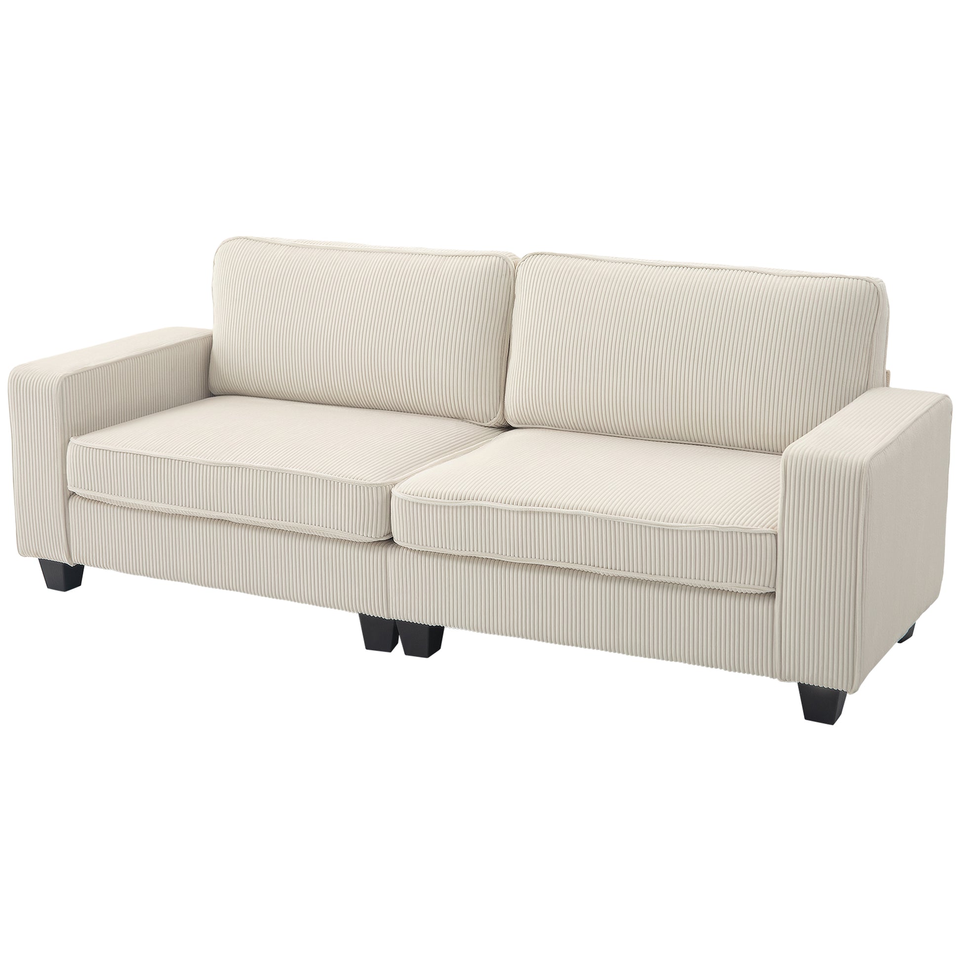 3-Sitzer Sofa mit Cordbezug, bis 400 kg, 227 x 84 x 87 cm, Cremeweiß