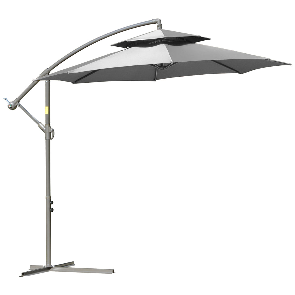 Sonnenschirm Ø2,67 mit Doppeldach Kreuzbasis Stahl Outdoor Sonnenschutz Polyester Stahl