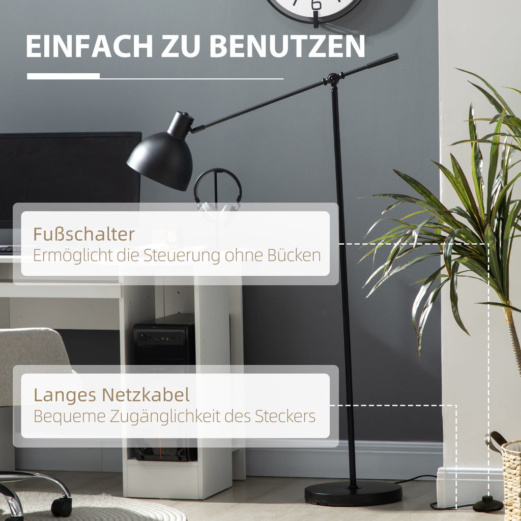 Stehleuchte im Industriedesign, höhenverstellbar, Bodenschalter; 30 m x 30 cm x 131 cm