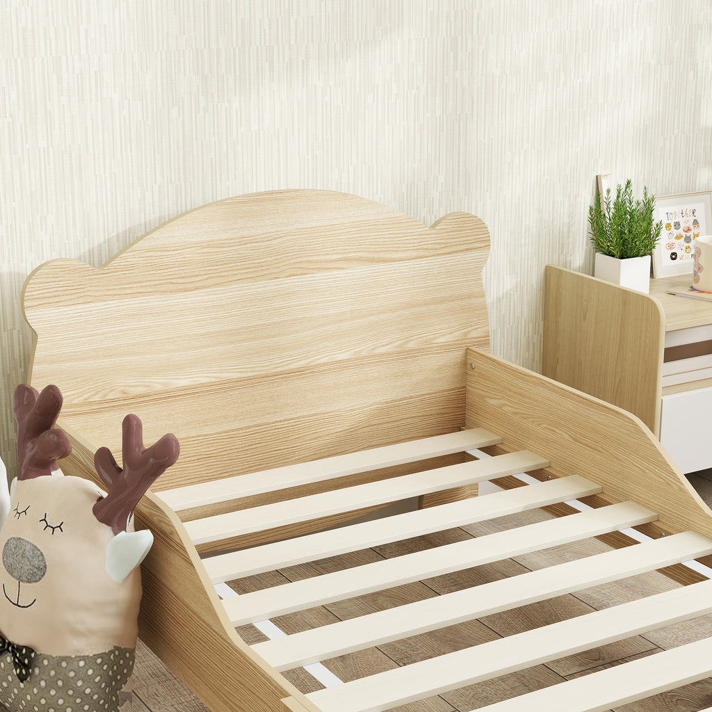 Kinderbett Jugendbett mit Bären-Design Spielbett für 3-6Jahre Kinder 143,5 x 80 x 55 cm Naturholz