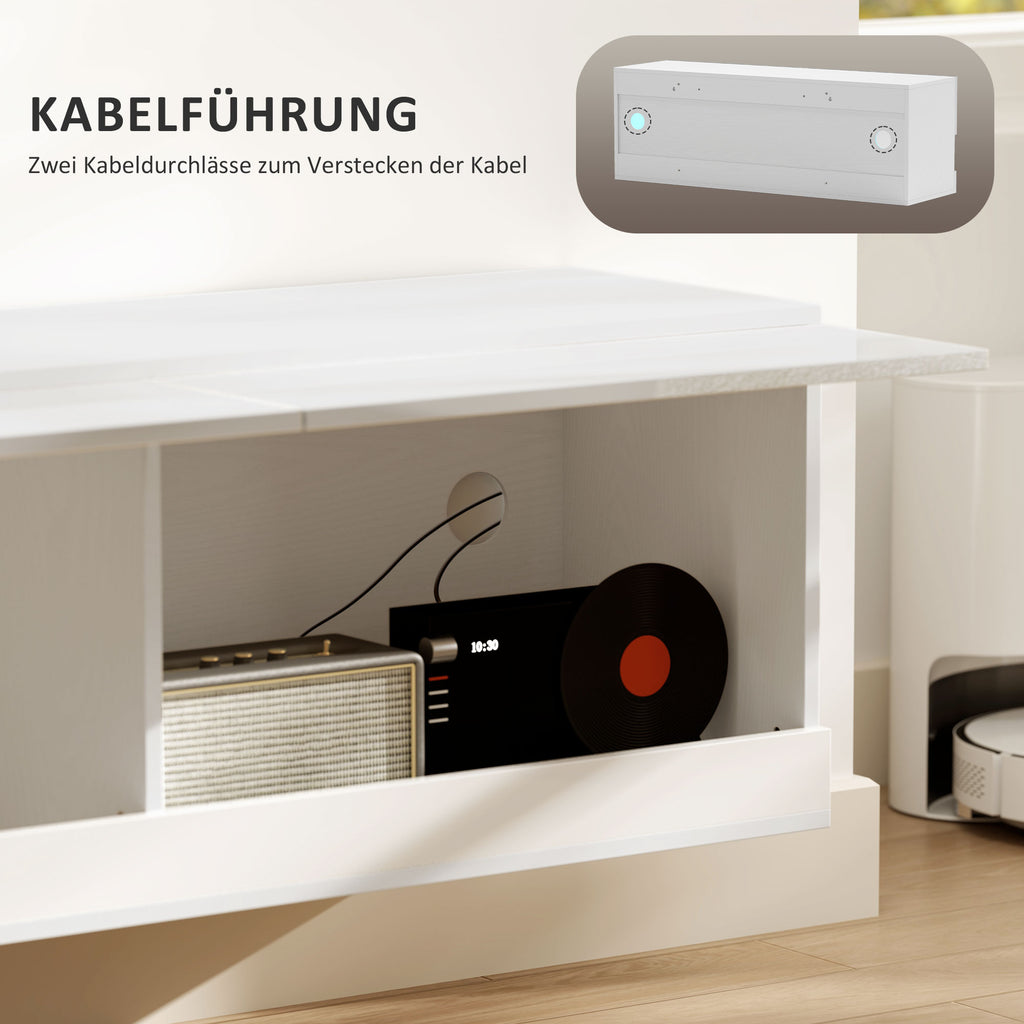 TV-Hängeschrank mit LED-Beleuchtung, 16 Blinkmodi, Wandmontierter TV-Schrank, Offene Regale