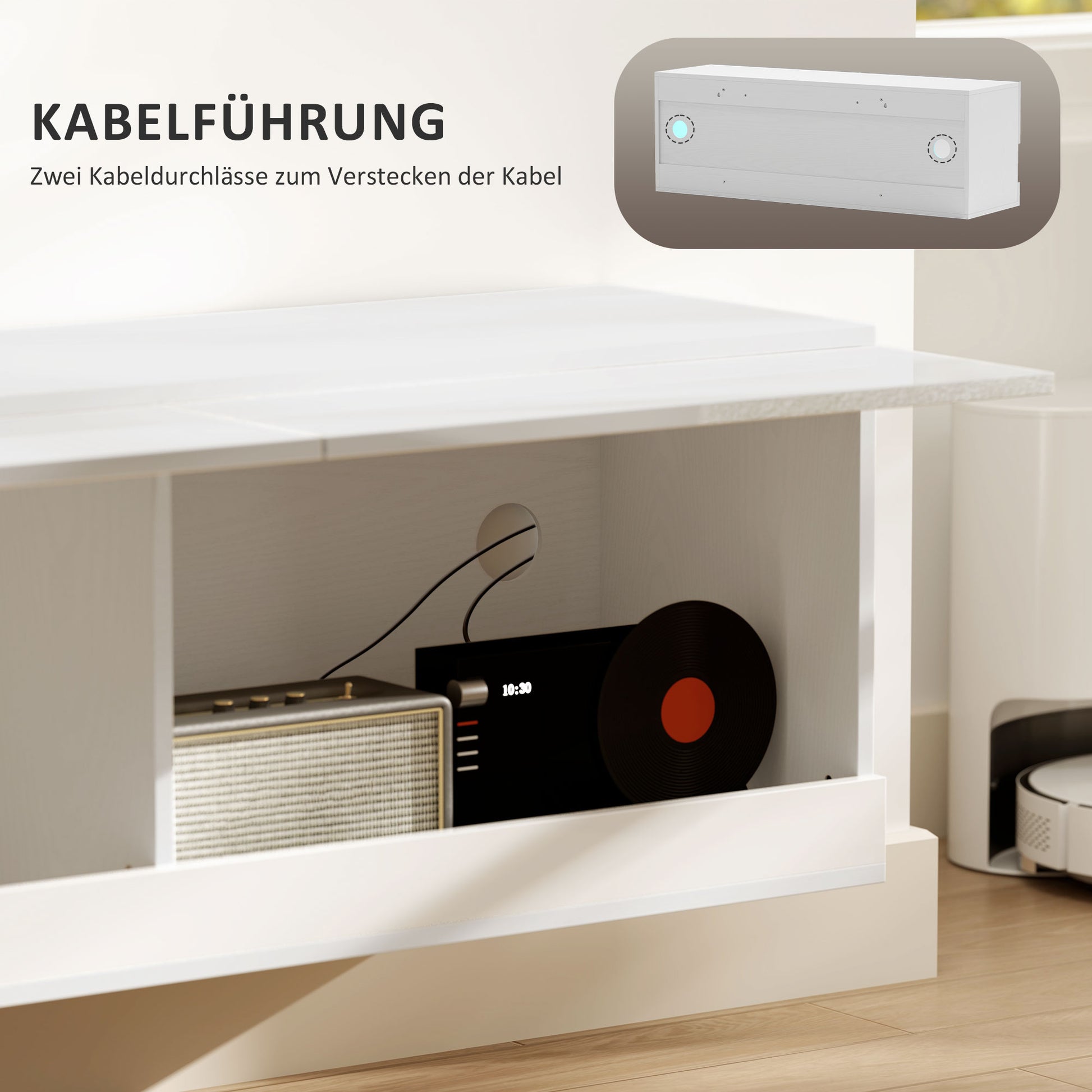 TV-Hängeschrank mit LED-Beleuchtung, 16 Blinkmodi, Wandmontierter TV-Schrank, Offene Regale