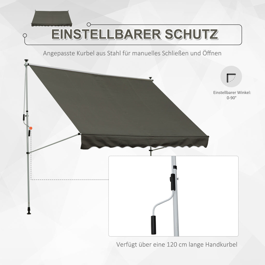Terrassenmarkise mit Handkurbel höhenverstellbar, witterungsbeständig Balkonmarkise 150cm B