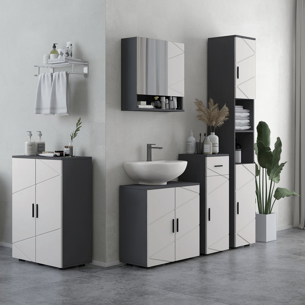 Badezimmerschrank, Badkommode, verstellbare Regale, bis zu 25 kg belastbar, Grau