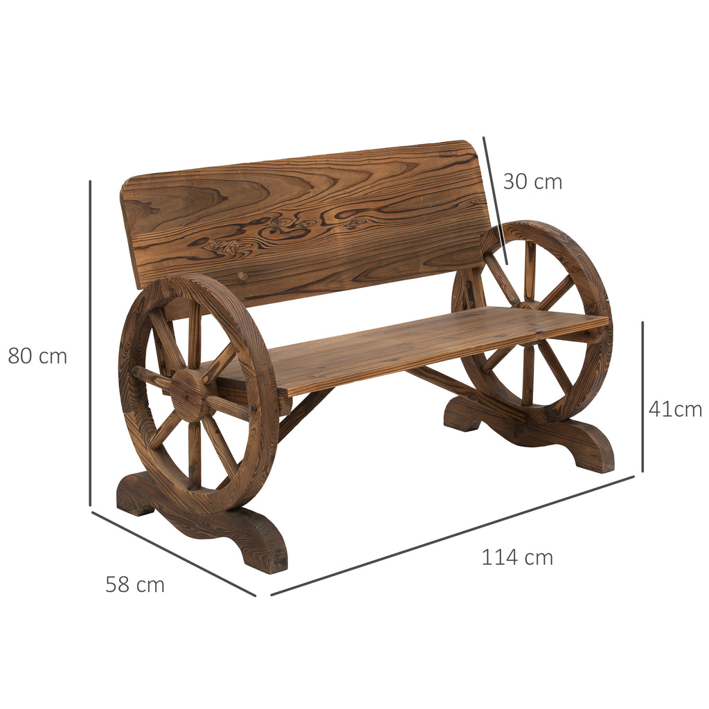 2-Sitzer Gartenbank Massivholz mit Armlehne, 250kg belastbar, Rustikale Bank