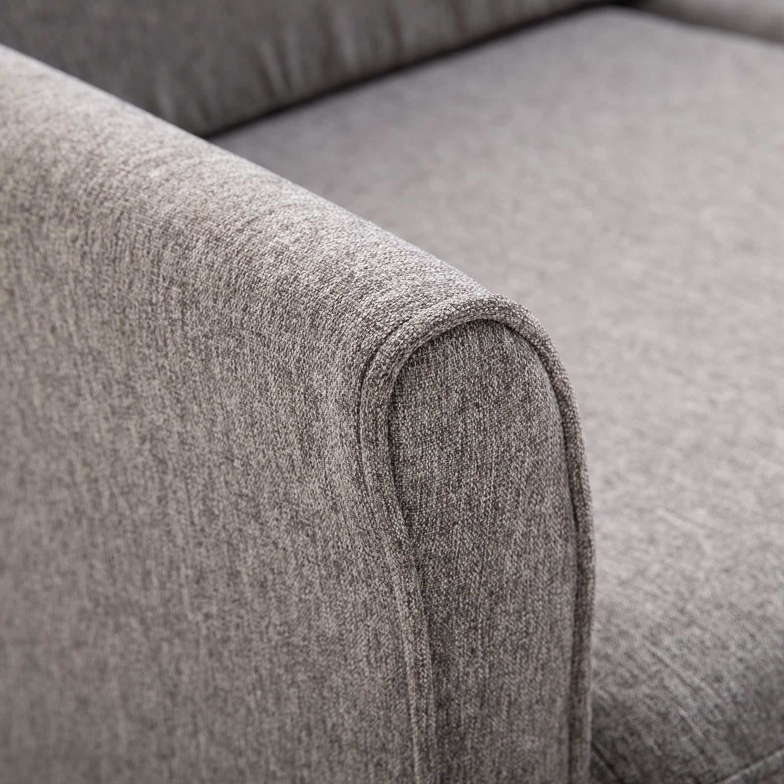 2 Sitzer Sofa, Abnehmbare Kissen, Leinen, Schaumstoff, Kautschukholz, Hellgrau, 141 x 70 x 78 cm