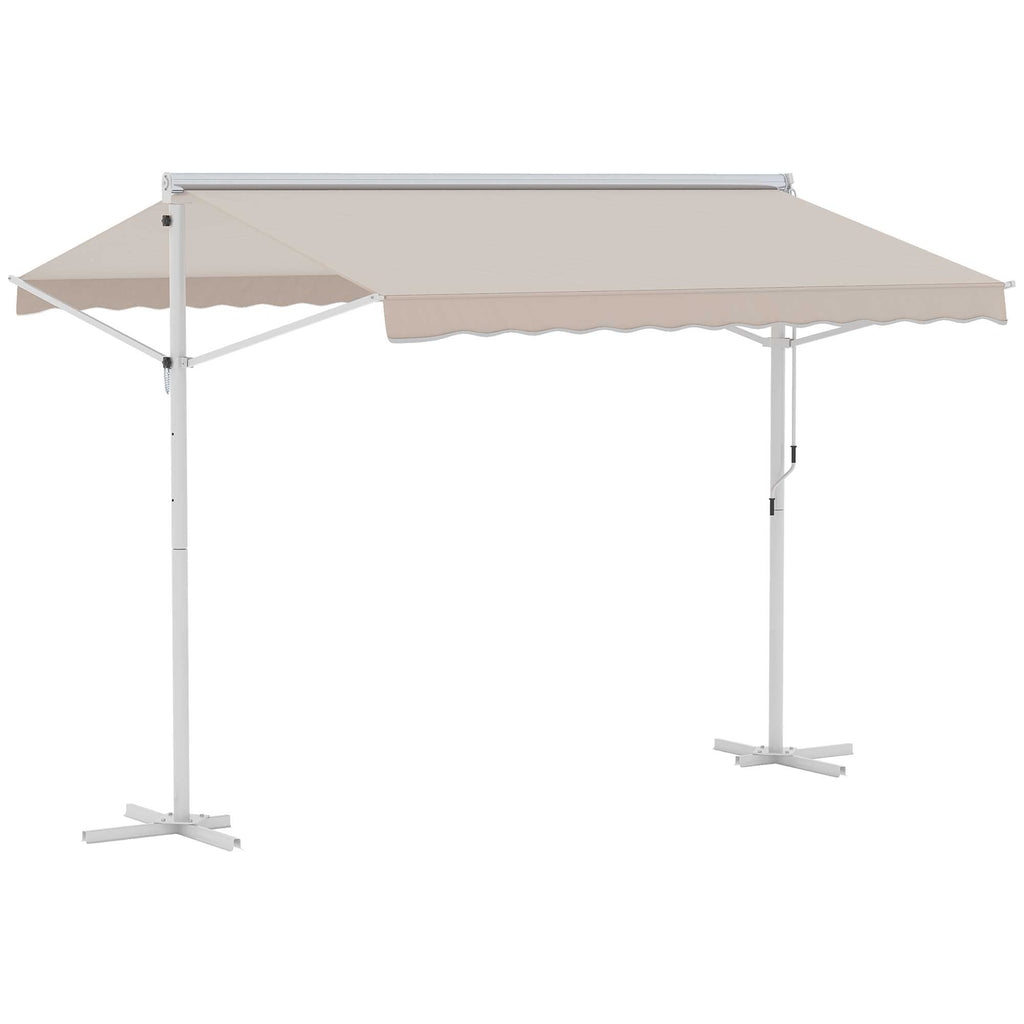 Standmarkise Gartenmarkise Markise mit Faltarm Kurbel Terrasse Creme 3x3m