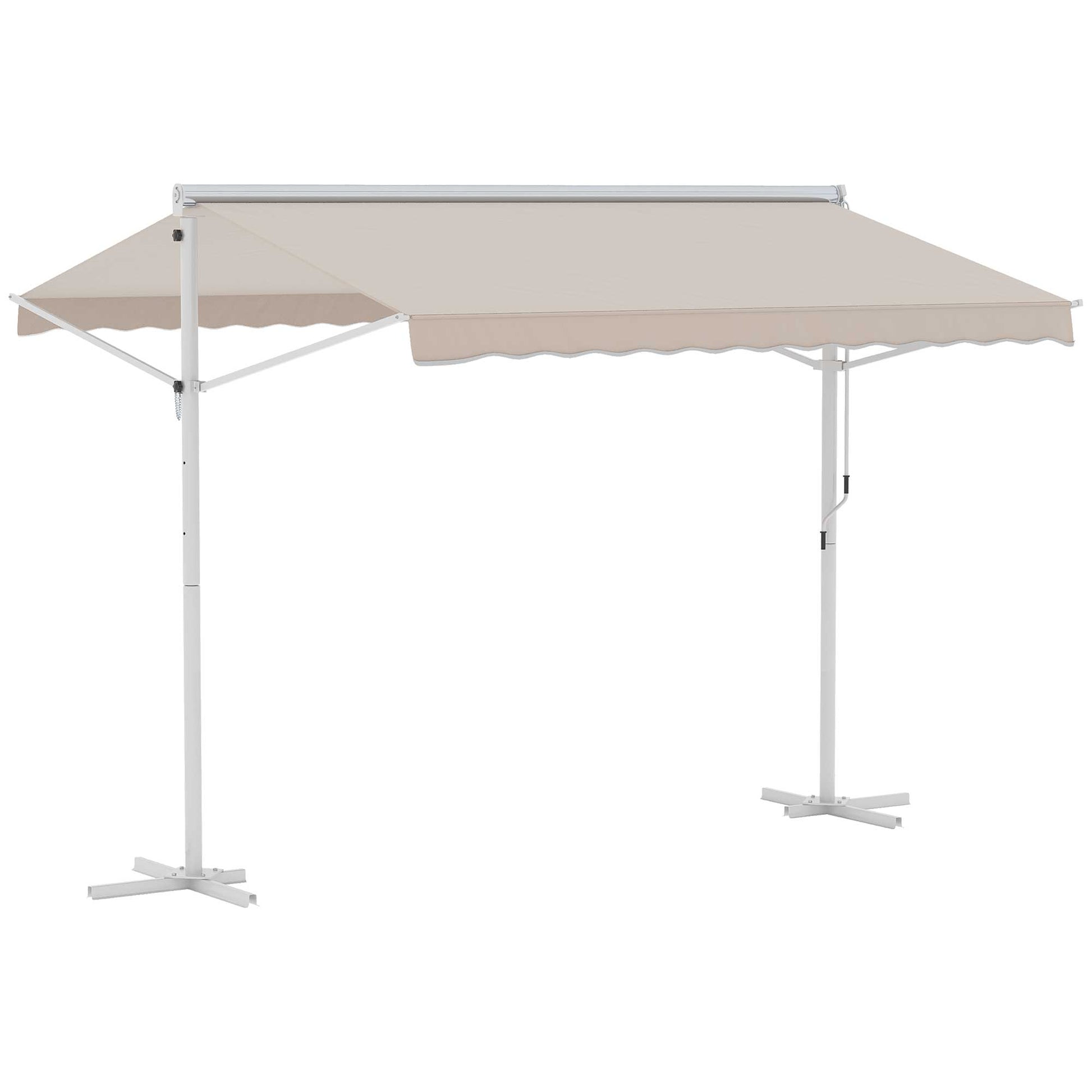 Standmarkise Gartenmarkise Markise mit Faltarm Kurbel Terrasse Creme 3x3m