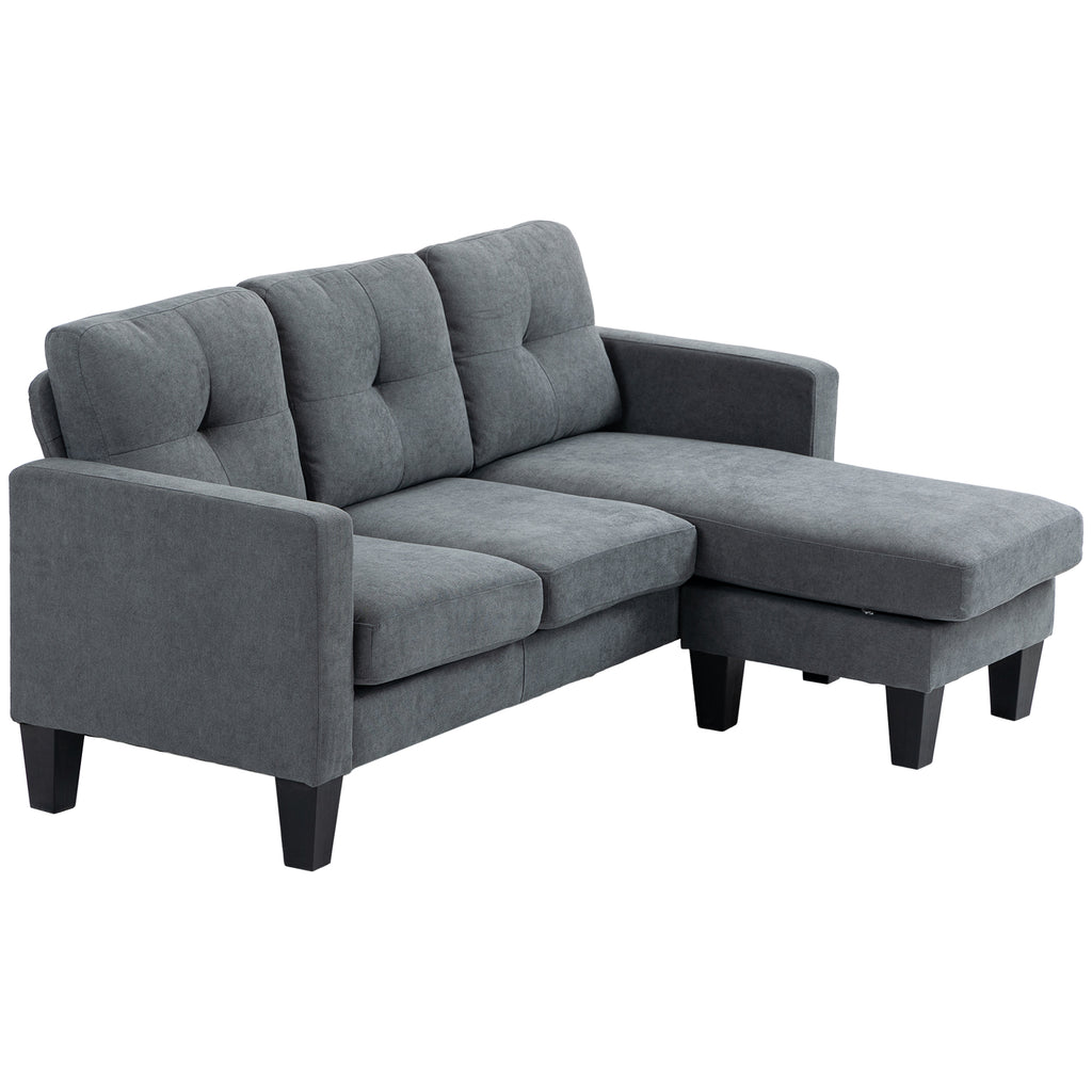 Ecksofa in L-Form, beidseitig anbringbare Chaiselongue, Polstersofa, Dunkelgrau