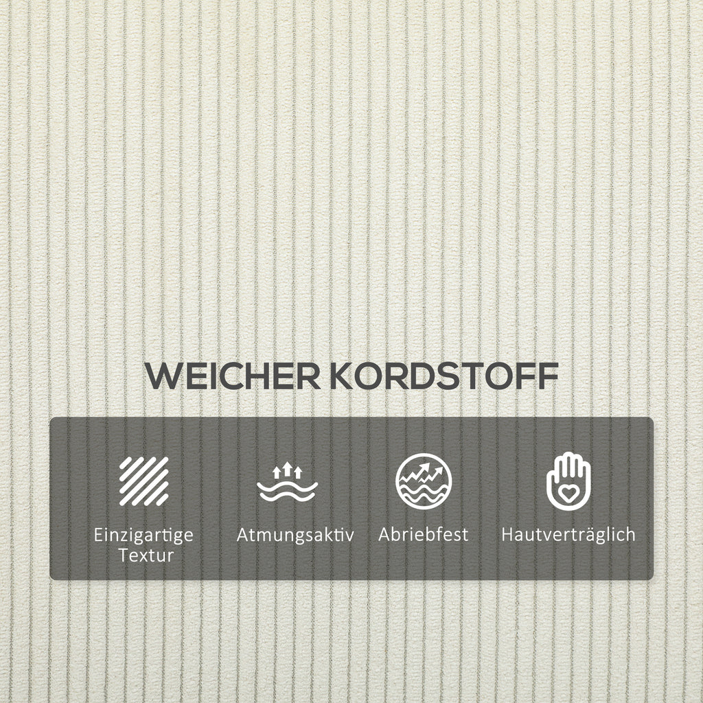 Modernes 3-Sitzer-Sofa, Weiche Couch mit Rückenkissen, 193B x 77T x 80H cm, Cremeweiß