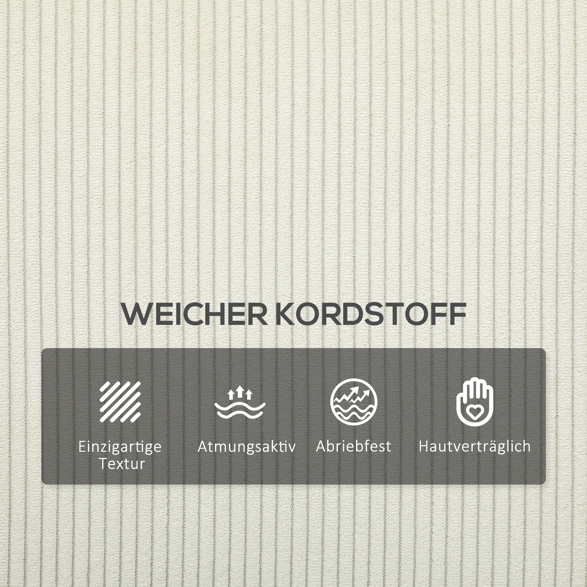 Modernes 3-Sitzer-Sofa, Weiche Couch mit Rückenkissen, 193B x 77T x 80H cm, Cremeweiß