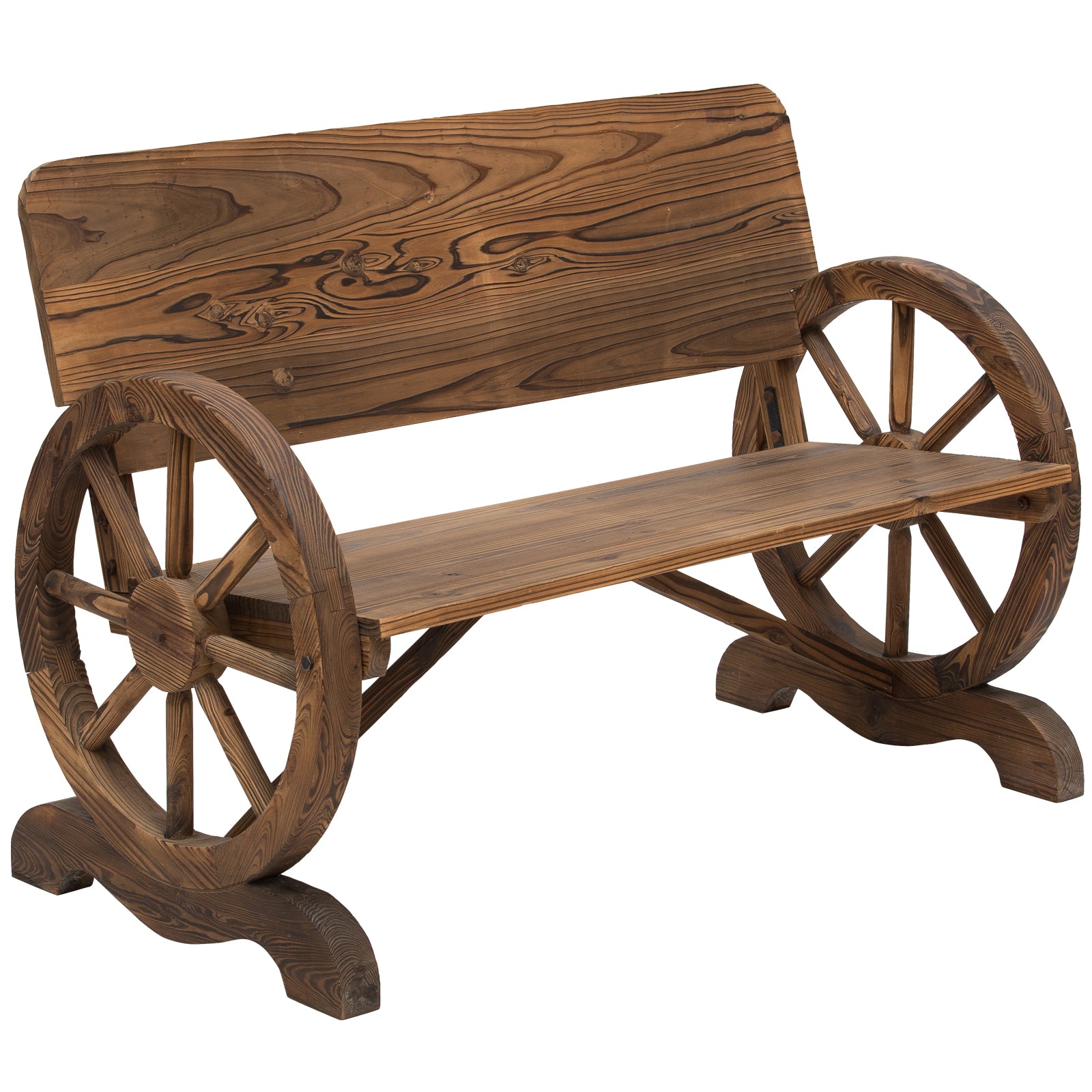 2-Sitzer Gartenbank Massivholz mit Armlehne, 250kg belastbar, Rustikale Bank