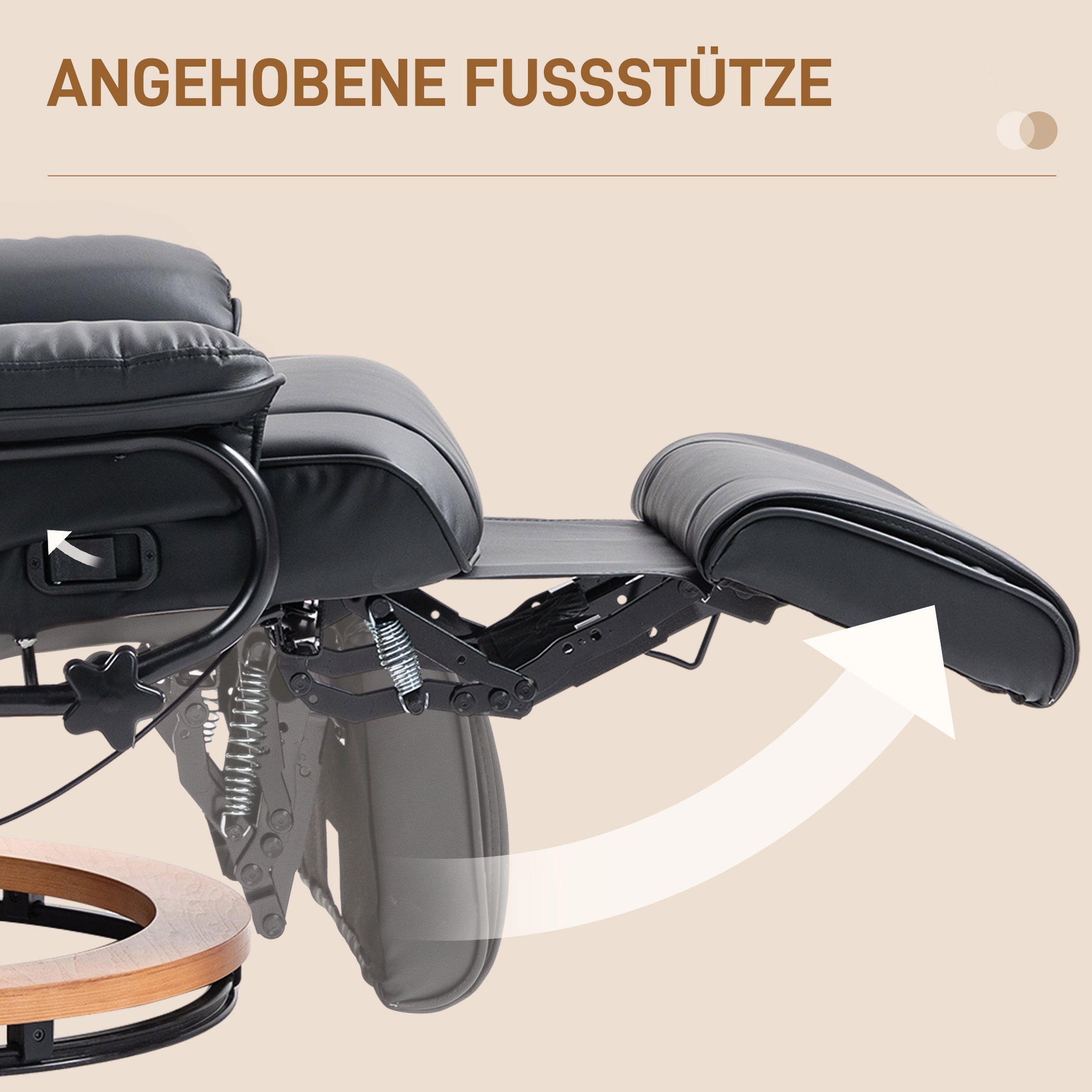 Relaxsessel mit Liegefunktion, drehbar, bis 150 kg, Kunstlederbezug, Stahlrahmen