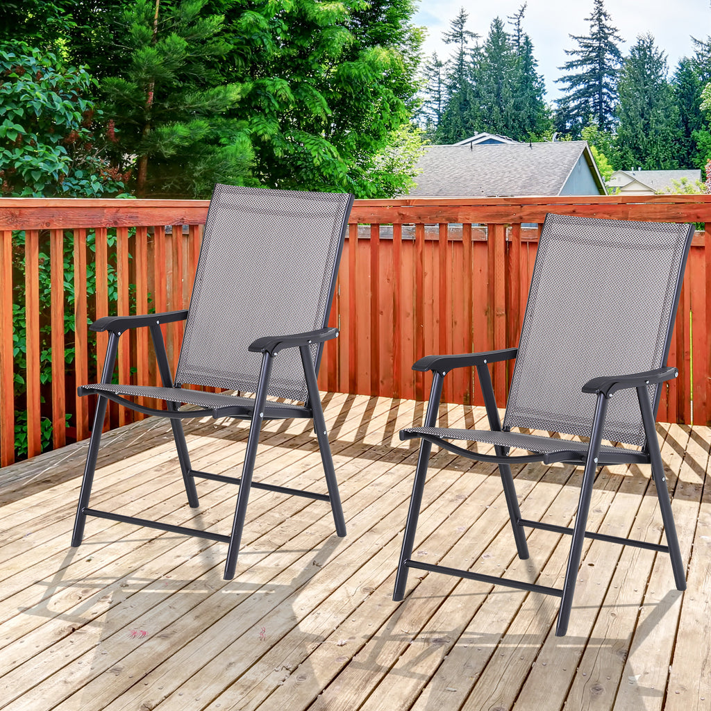 Klappstuhl mit Armlehne 2er Set Campingstuhl Angelstuhl Metall 58 x 64 x 94 cm