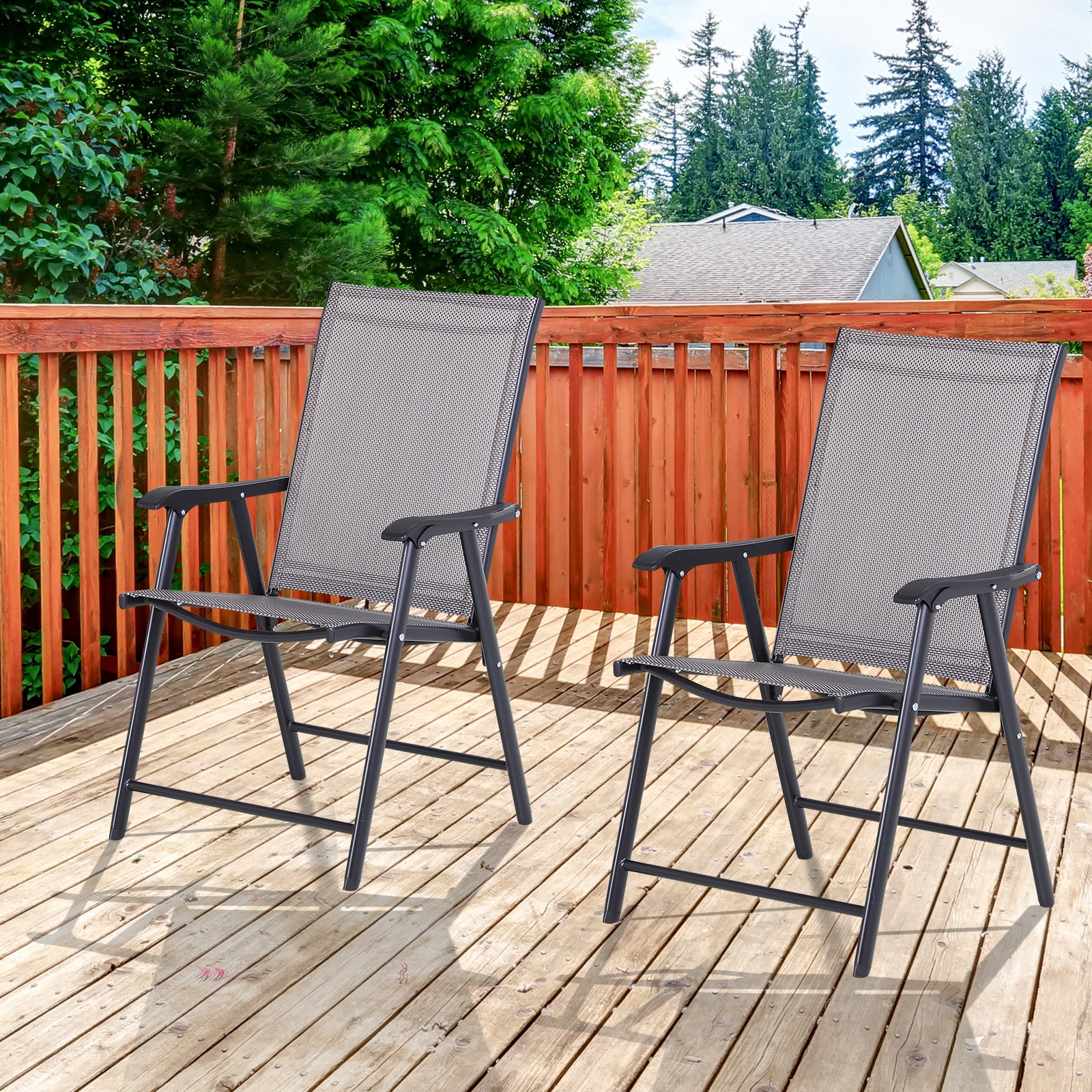 Klappstuhl mit Armlehne 2er Set Campingstuhl Angelstuhl Metall 58 x 64 x 94 cm