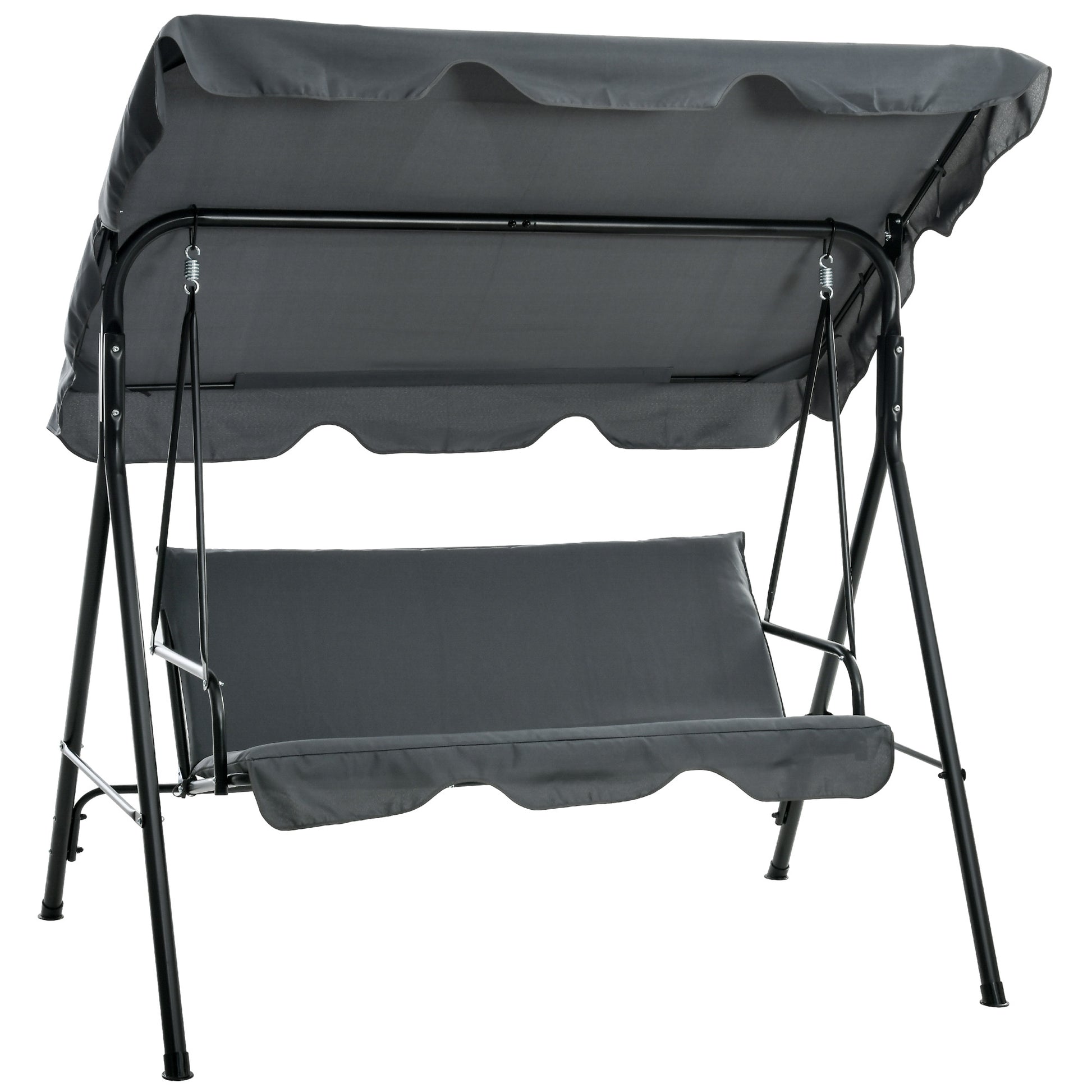 Gartenschaukel, 3-Sitzer Schaukelbank mit Dach, Stahl, 172 x 110 x 153 cm, Grau