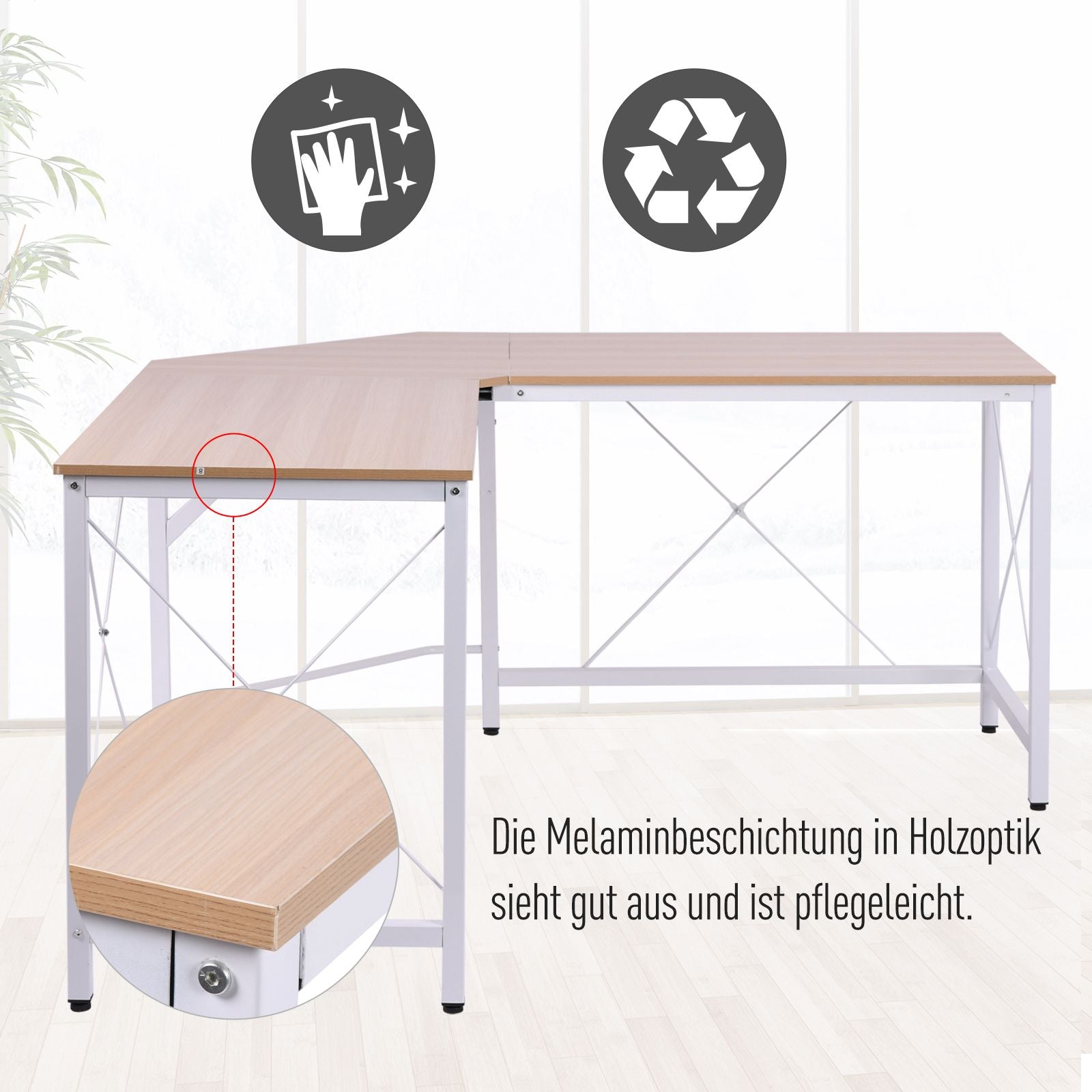 Schreibtisch L-Form Arbeitstisch Bürotisch Eckschreibtisch MDF 150 x 150 x 76 cm