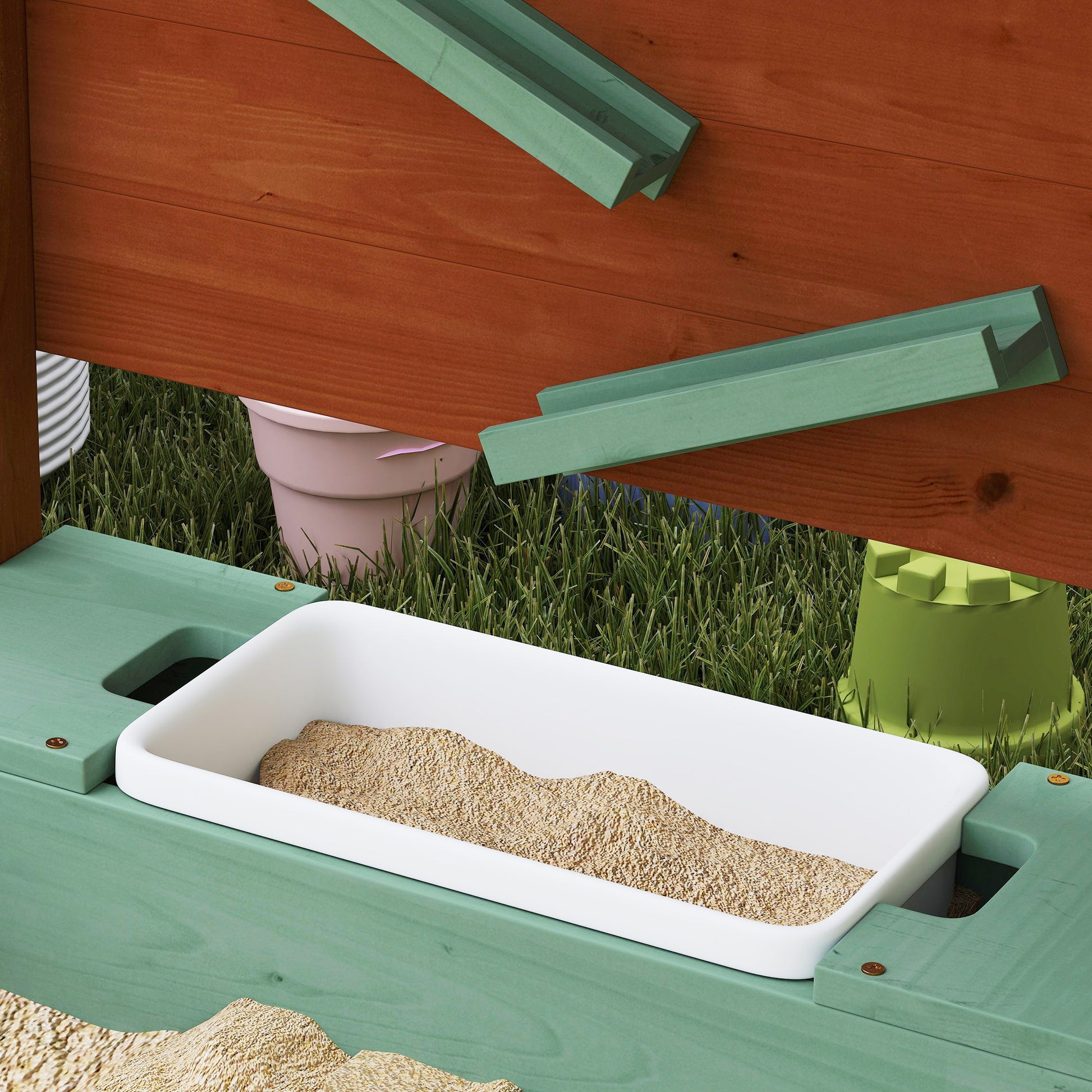 Sandkasten mit Sonnendach für Kinder, 2 Aufbewahrungsbehälter, 116L x 112,5B x 128H cm