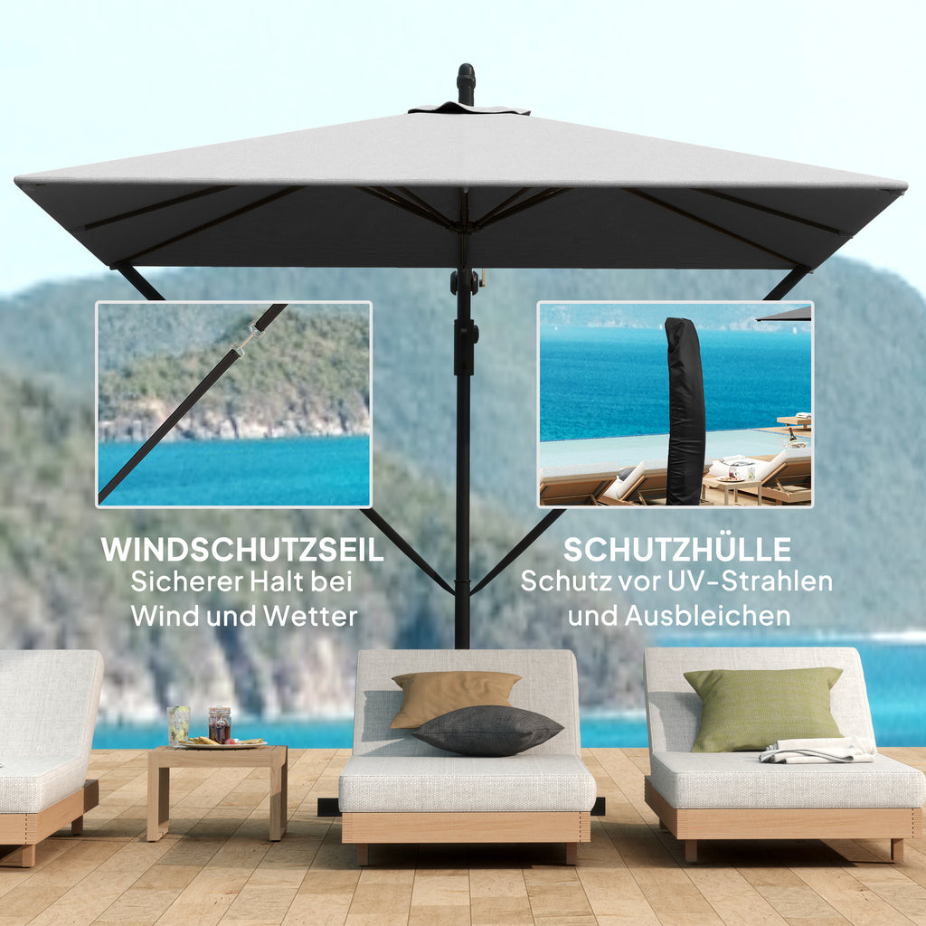 Ampelschirm Ø260 cm Sonnenschirm mit UV-Schutz 50 wasserabweisend Kurbelschirm mit Ständer