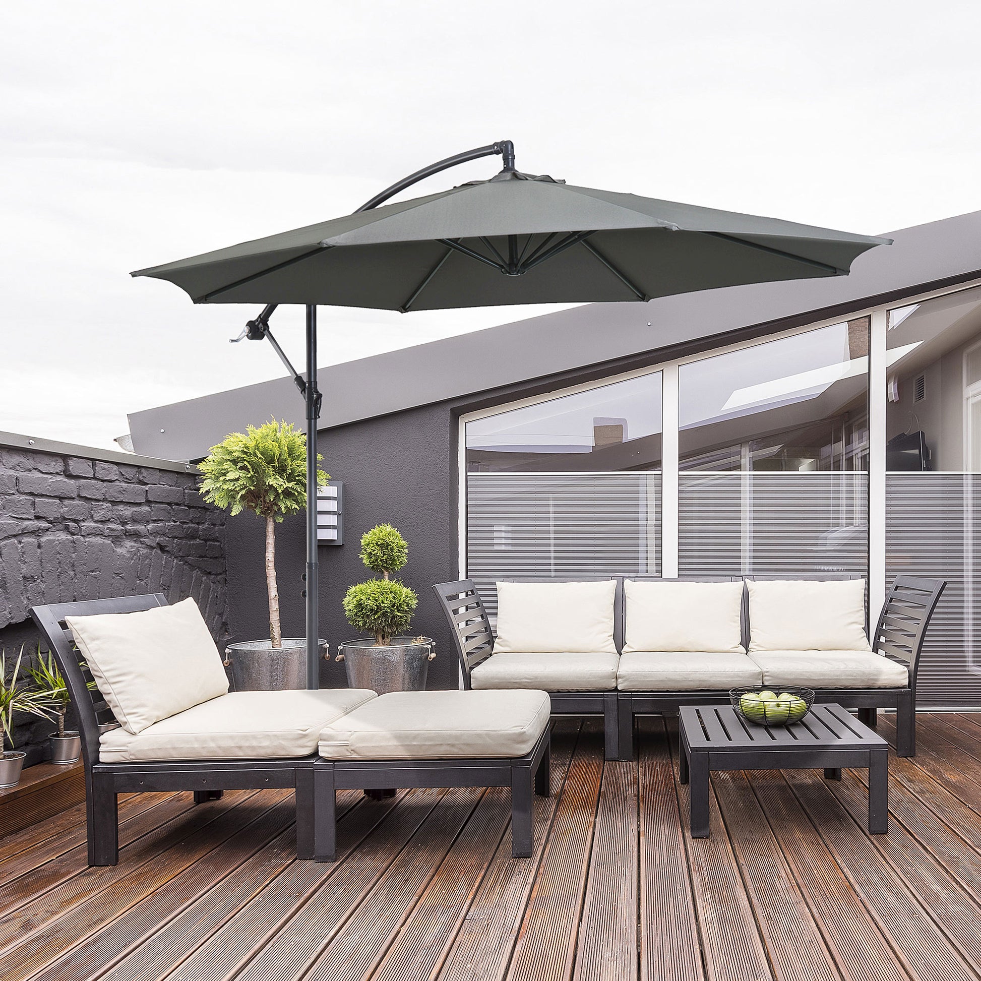 Sonnenschirm mit Kurbel Wetterbeständig 3 m x 3 m x 2,5 m Stahl Polyester - Konfigurierbare Farben!!!