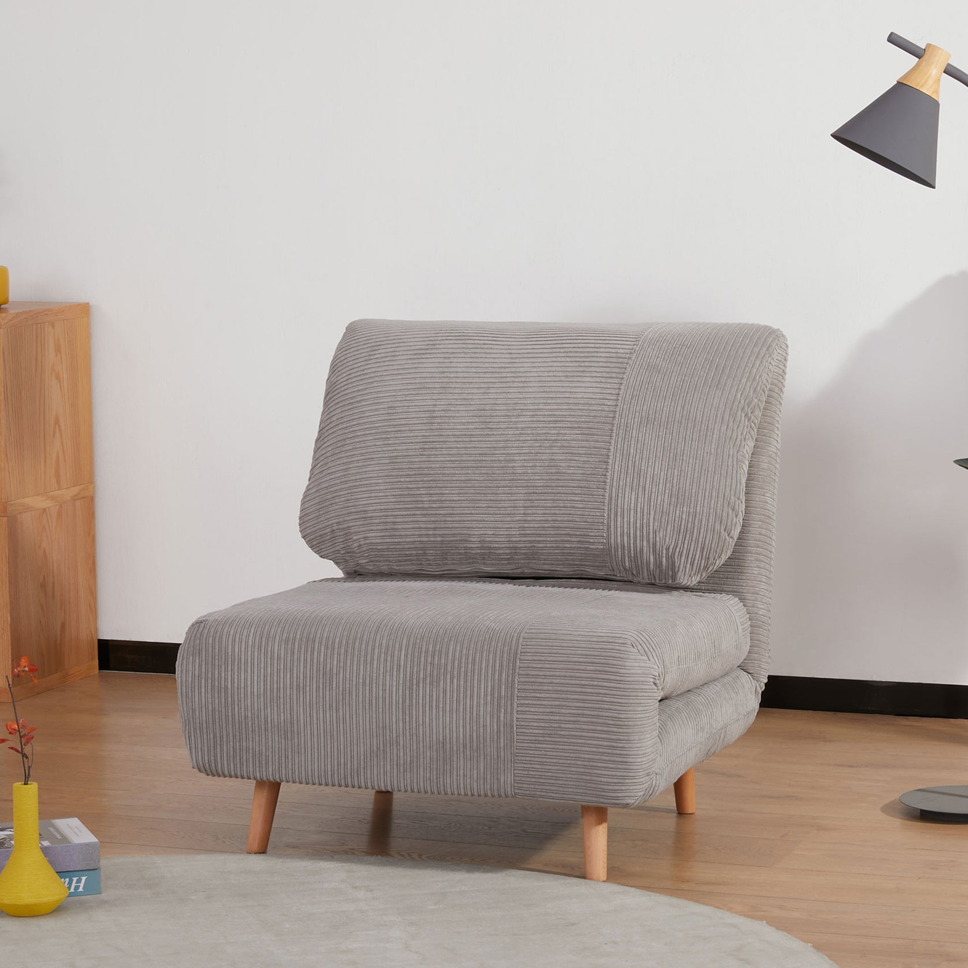 2-in-1 Schlafsessel Gästebett, bis 200 kg, verstellbare Kopfstütze Cord-Optik 82 cm x 8 cm x 83 cm