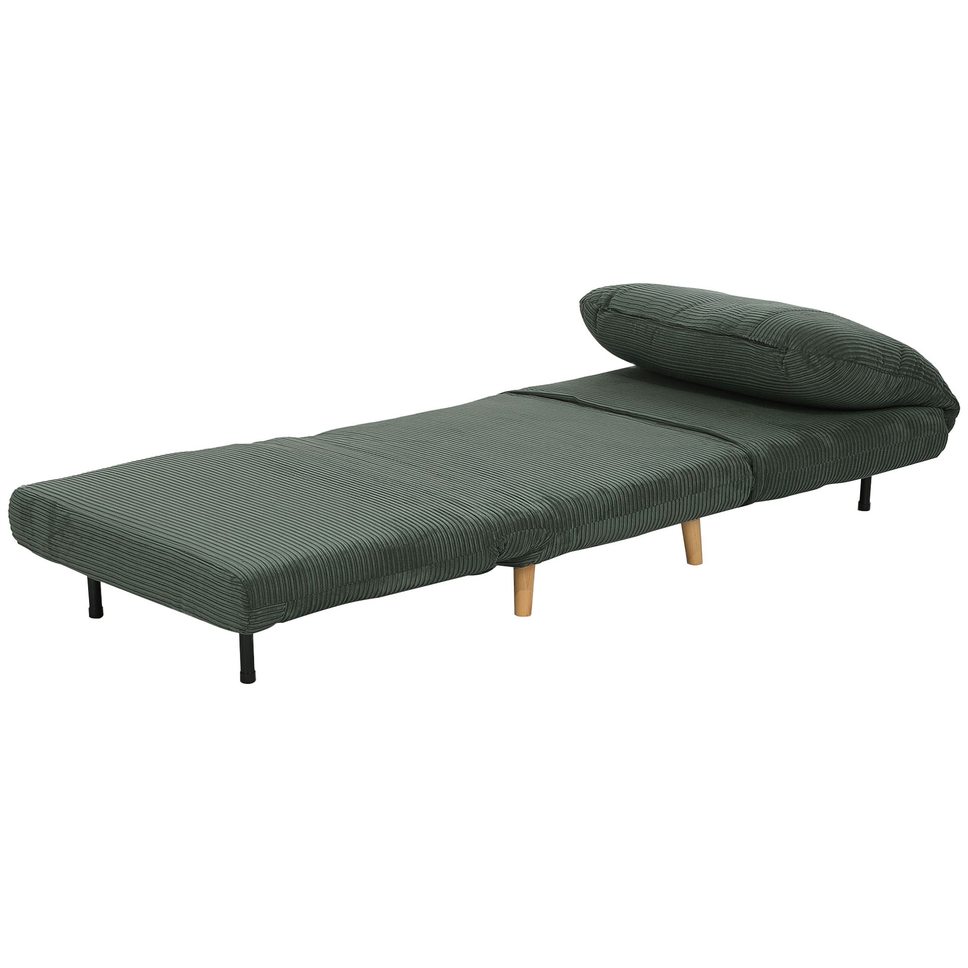 2-in-1 Schlafsessel Gästebett, bis 200 kg, verstellbare Kopfstütze Cord-Optik 82 cm x 8 cm x 83 cm