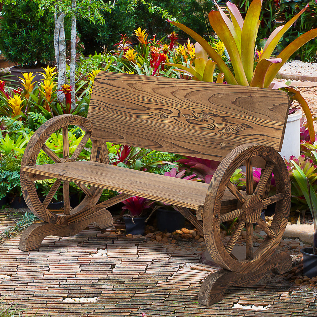 2-Sitzer Gartenbank Massivholz mit Armlehne, 250kg belastbar, Rustikale Bank