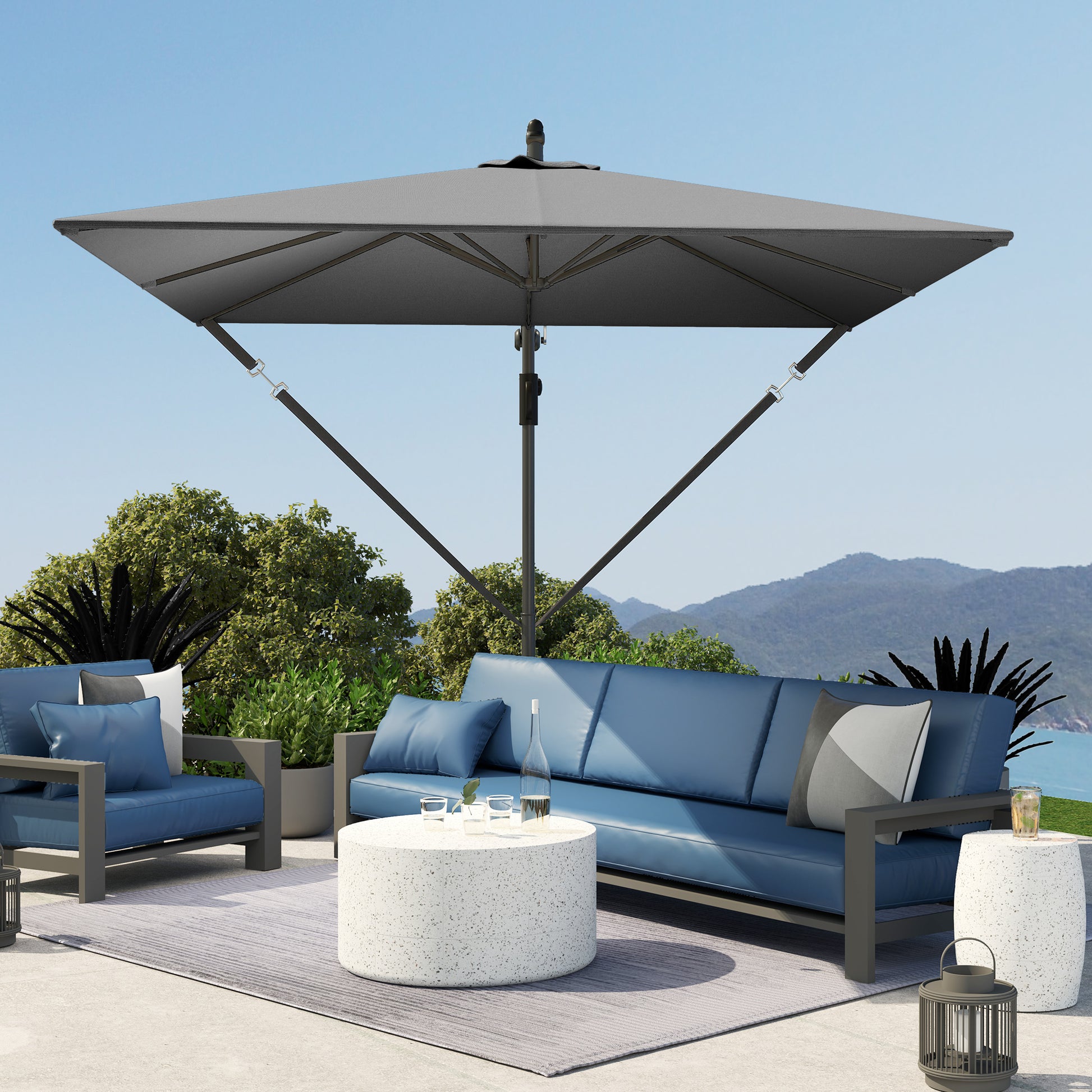 Ampelschirm Ø260 cm Sonnenschirm mit UV-Schutz 50 wasserabweisend Kurbelschirm mit Ständer