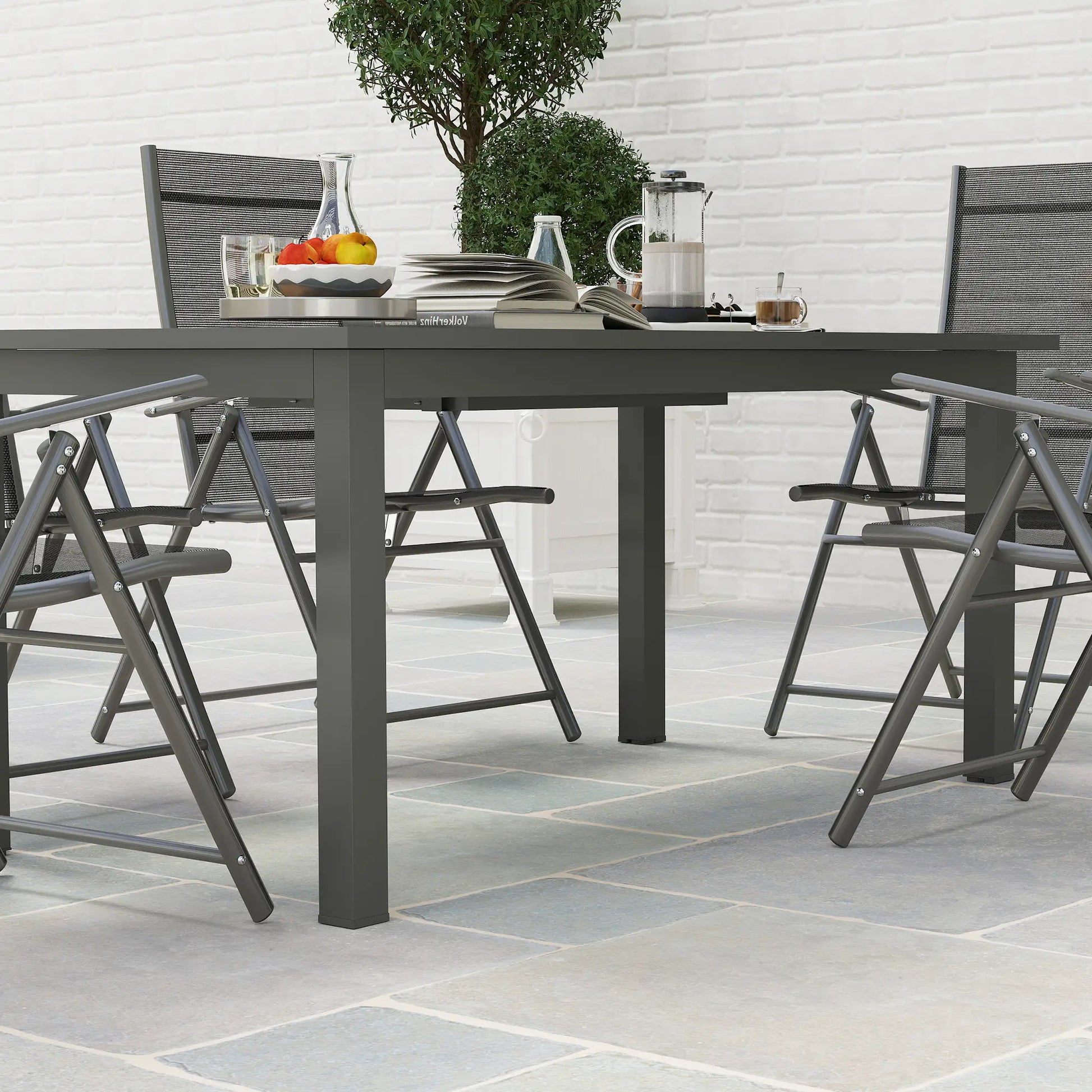 Gartentisch Erweitert Aluminium 160/220x90 cm Wetterfest, rutschfest Balkontisch Grau