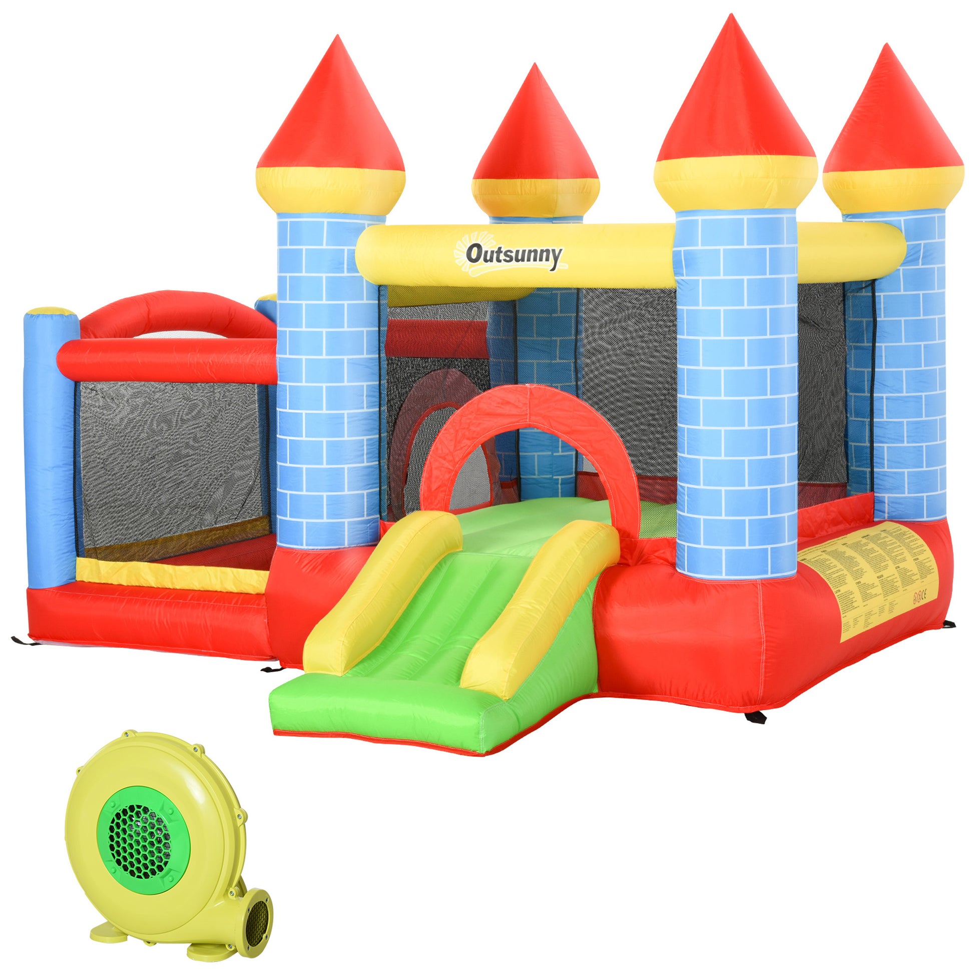 Aufblasbare Hüpfburg mit Rutsche Pool für 3 Kinder Burg mit Gebläse,3-8 Jahre 280x260x210 cm