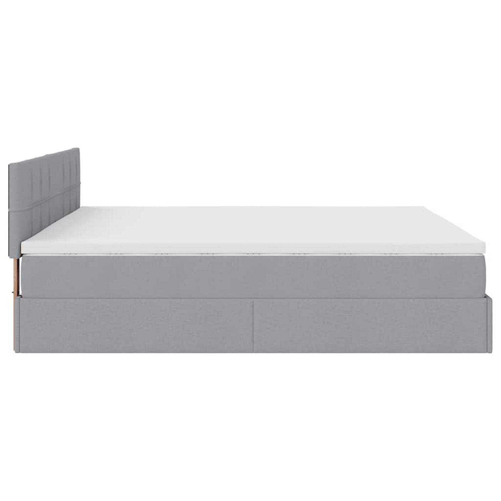 Ottomane Bett Mit Matratze  & Topper, LED, Hellgrau - Konfigurierbar!!!