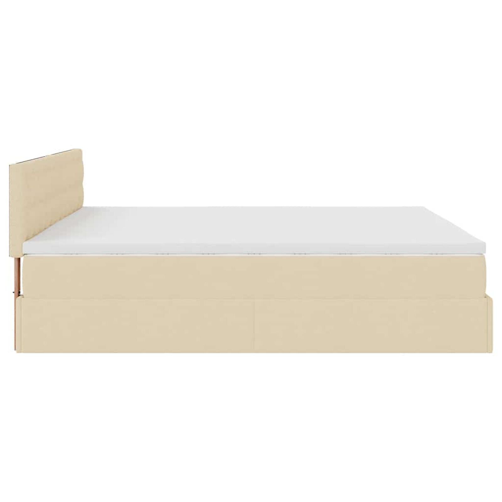 Ottomane Bett Mit Matratze & Topper, LED, Stoff Creme – Konfigurierbar!!!