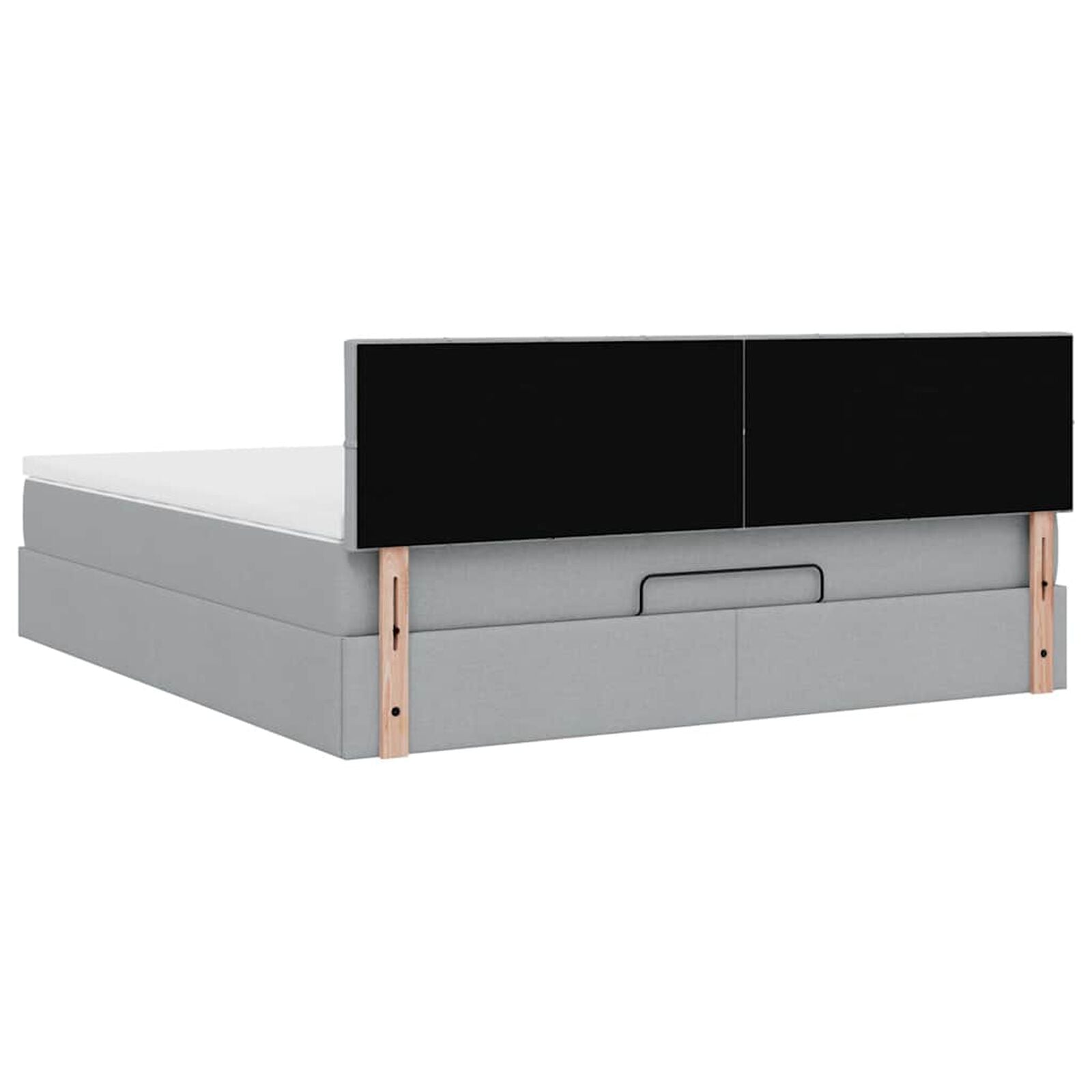 Ottomane Bett Mit Matratze  & Topper, LED, Hellgrau - Konfigurierbar!!!