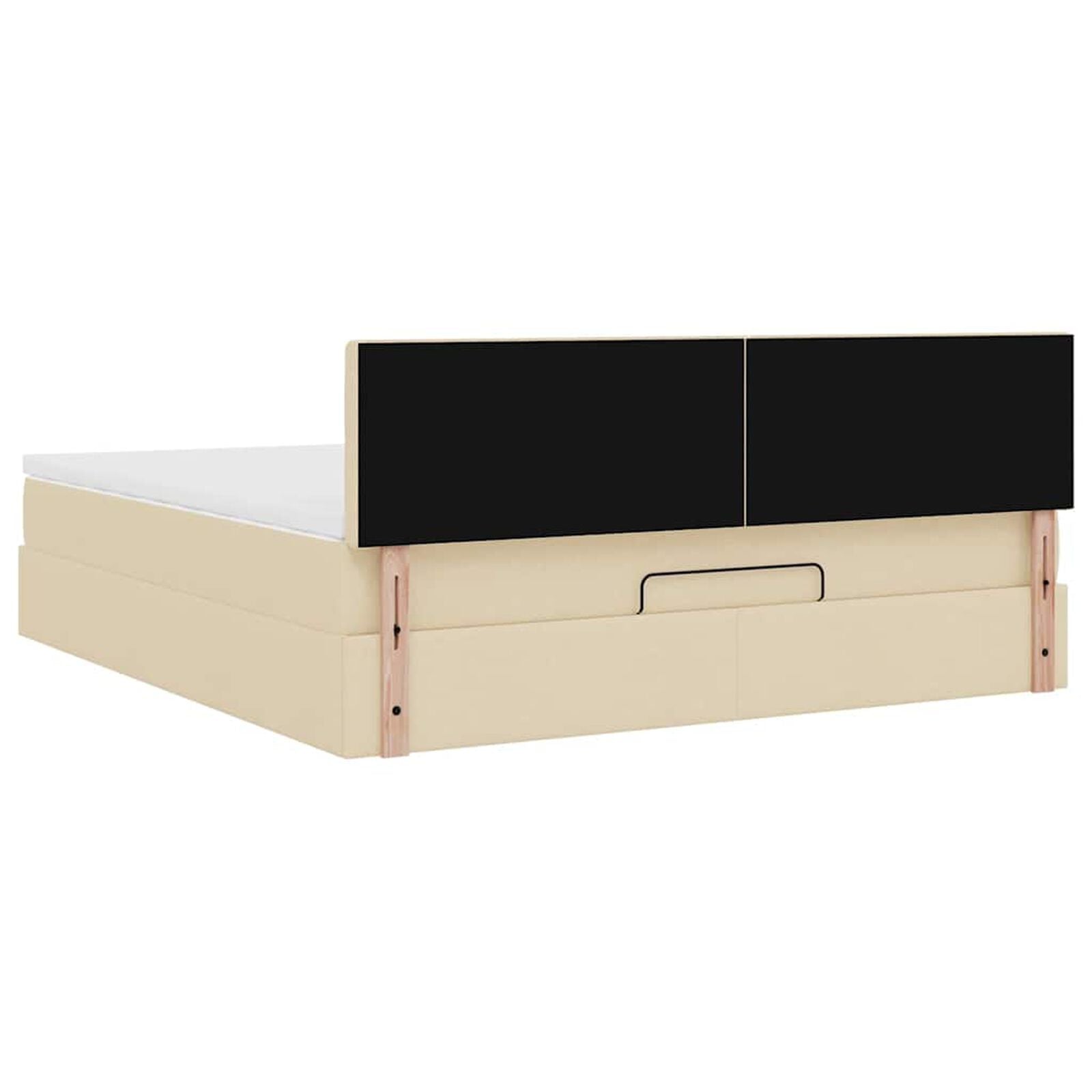 Ottomane Bett Mit Matratze & Topper, LED, Stoff Creme – Konfigurierbar!!!
