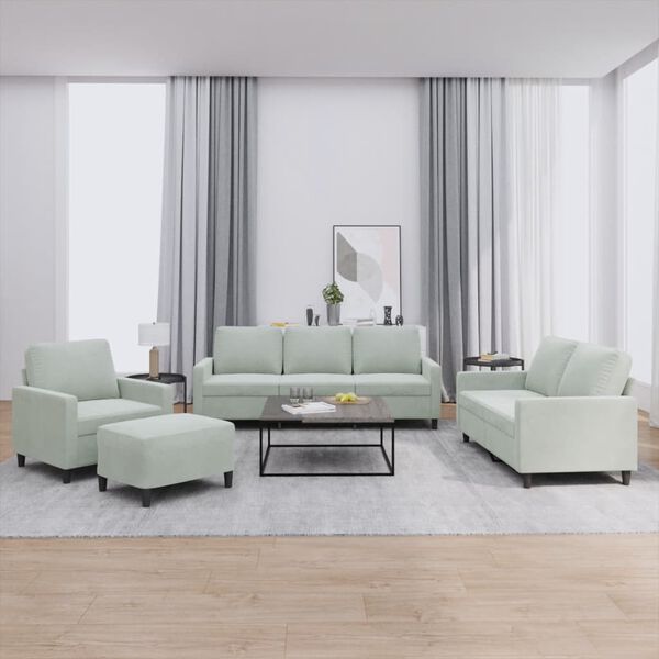 4-Tlg. Sofagarnitur Mit Kissen und Fußhocker, Samt - Konfigurierbare Farben!!!