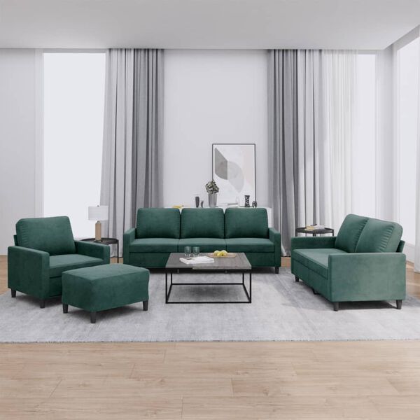 4-Tlg. Sofagarnitur Mit Kissen und Fußhocker, Samt - Konfigurierbare Farben!!!