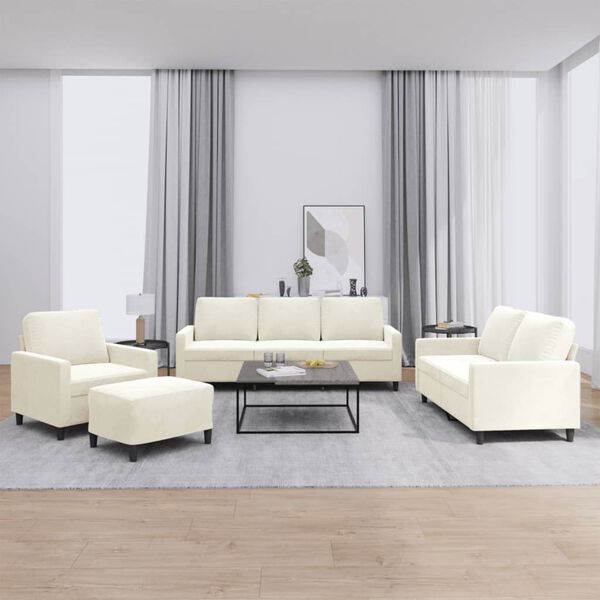 4-Tlg. Sofagarnitur Mit Kissen und Fußhocker, Samt - Konfigurierbare Farben!!!