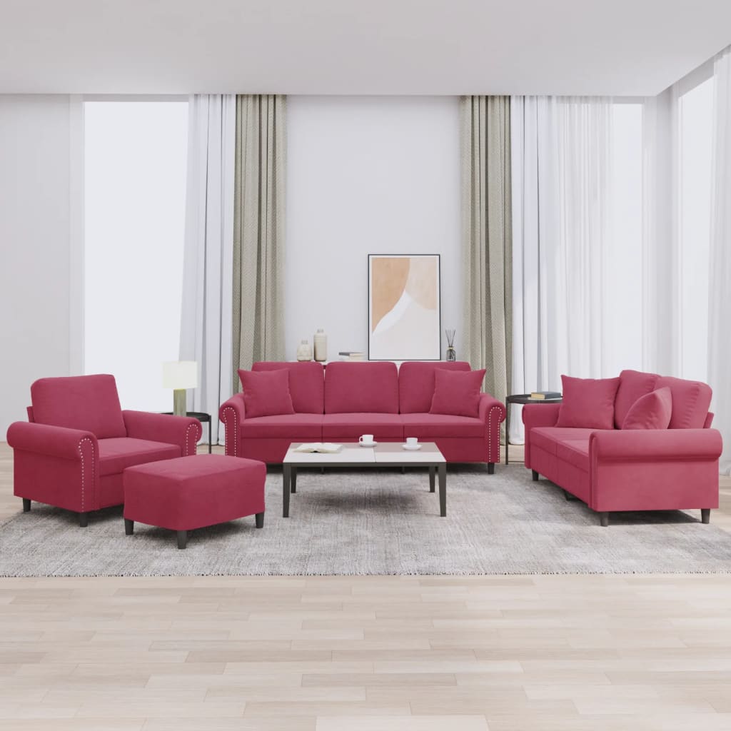 4-Tlg. Sofagarnitur Mit Kissen Samt – Größen & Farben Konfigurierbar!!!