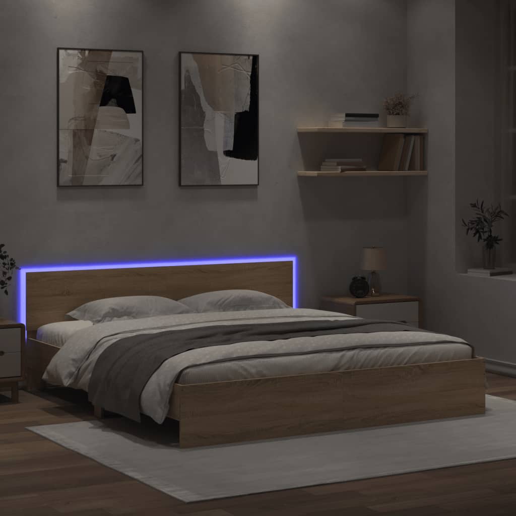 Bettgestell Mit Kopfteil Und LED-Leuchten – Größen & Farben konfigurierbar!!!