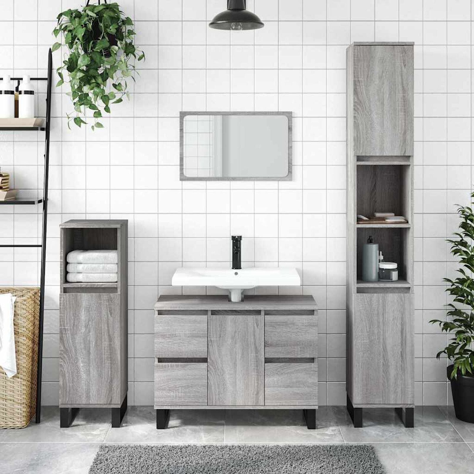 Waschbeckenunterschrank Artisan-Eiche 80X33X60 Cm Holzwerkstoff