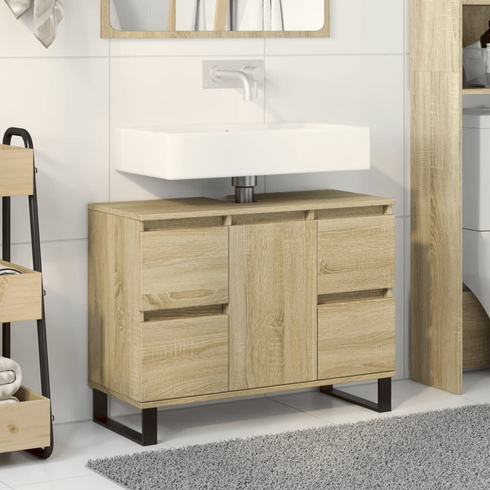 Waschbeckenunterschrank Artisan-Eiche 80X33X60 Cm Holzwerkstoff