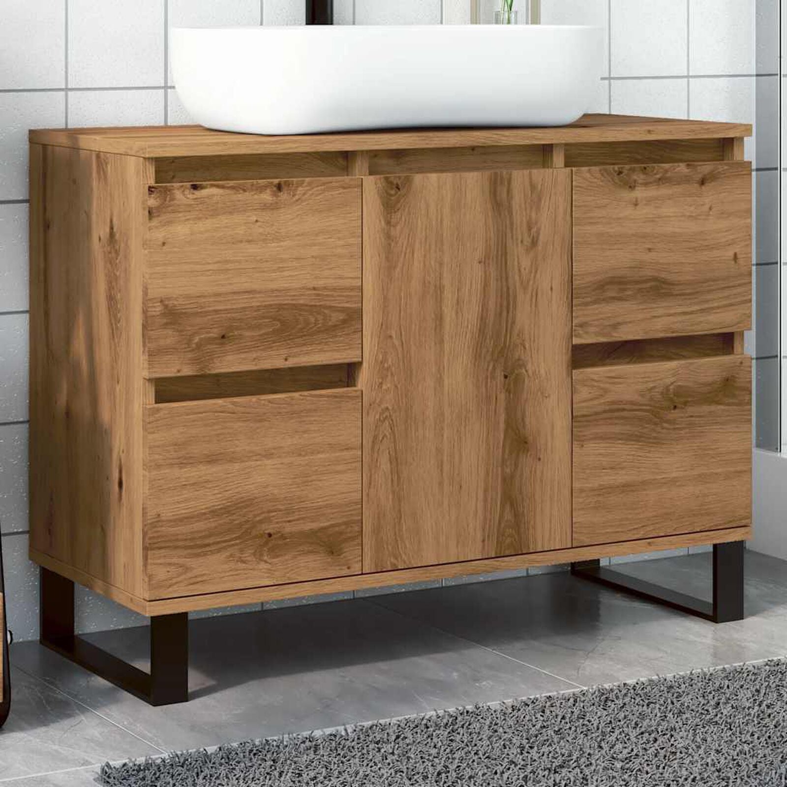 Waschbeckenunterschrank Artisan-Eiche 80X33X60 Cm Holzwerkstoff