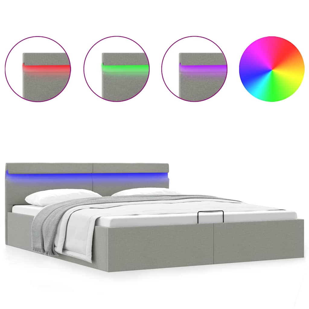 Bett Mit Bettkasten Hydraulisch LED Stoff – Größen & Farben konfigurierbar!!!